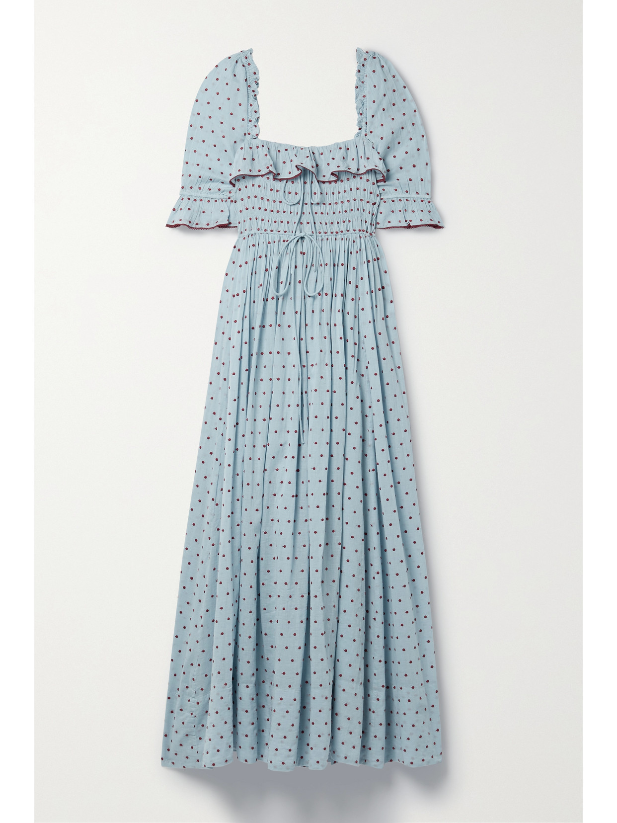 90s midi dress Vintage 90s Blue Floral Puff Sleeve Midi Dress