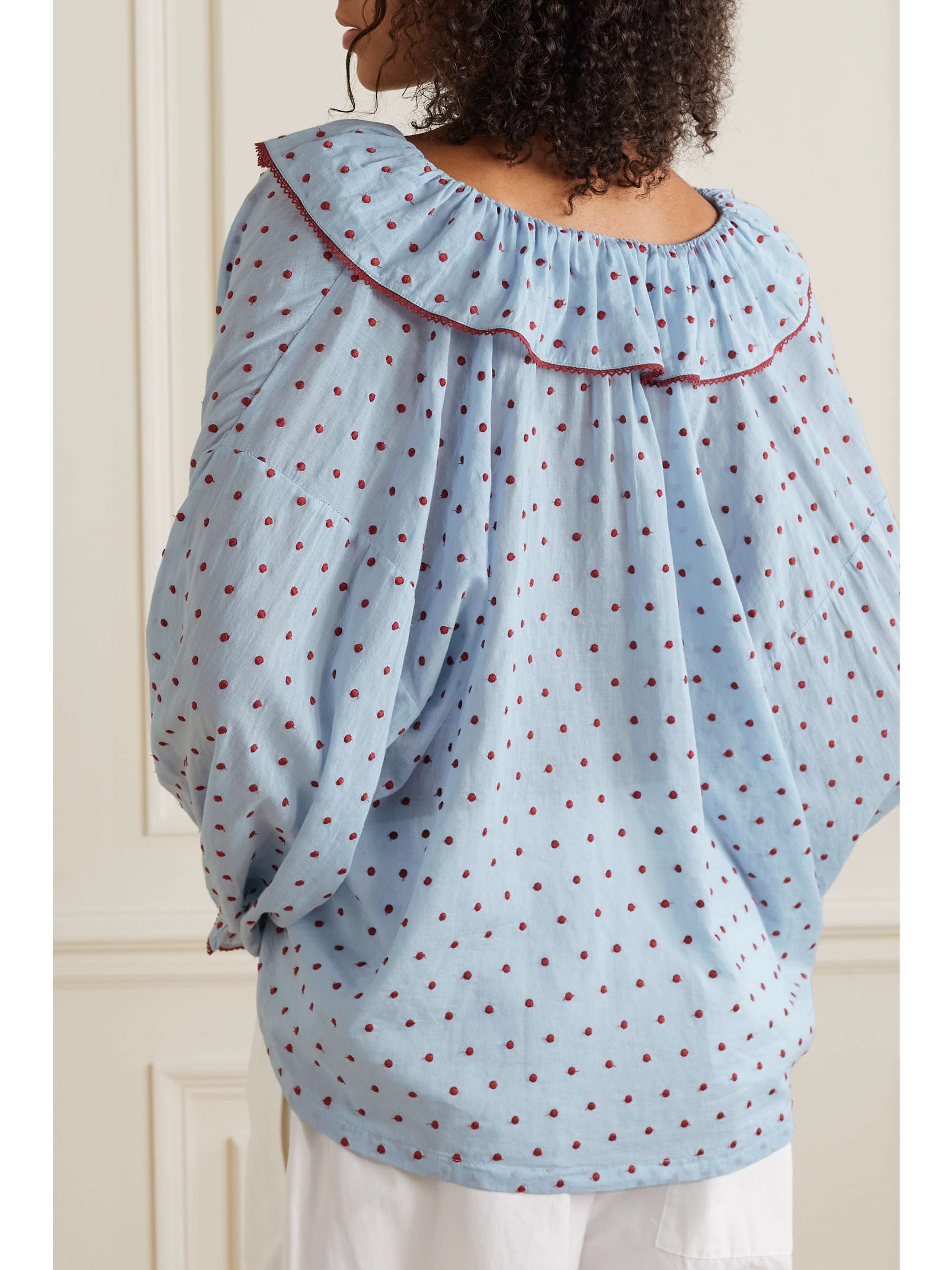 DÔEN + NET SUSTAIN Jemma Swiss-dot organic cotton-voile blouse