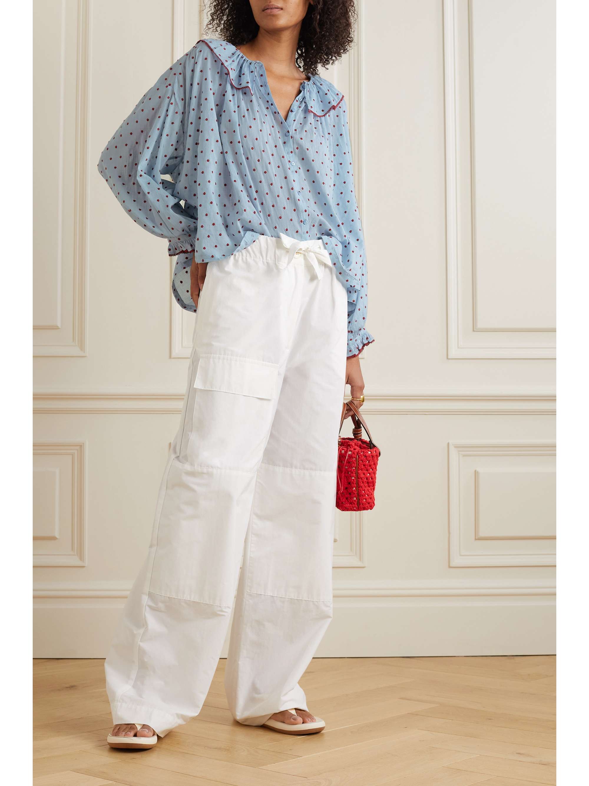 DÔEN + NET SUSTAIN Jemma Swiss-dot organic cotton-voile blouse