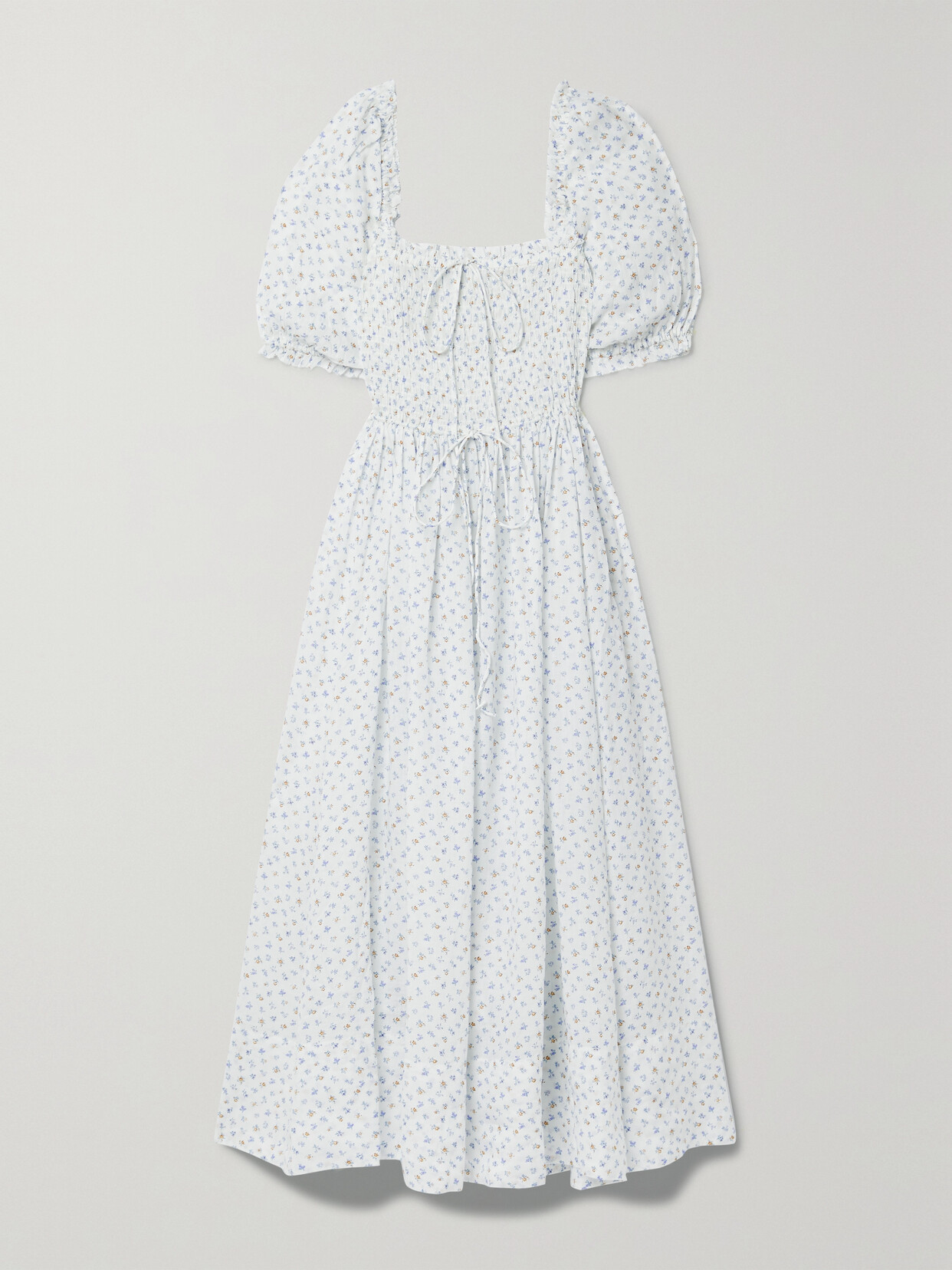 Doen Siena Shirred Floral-print Ramie 