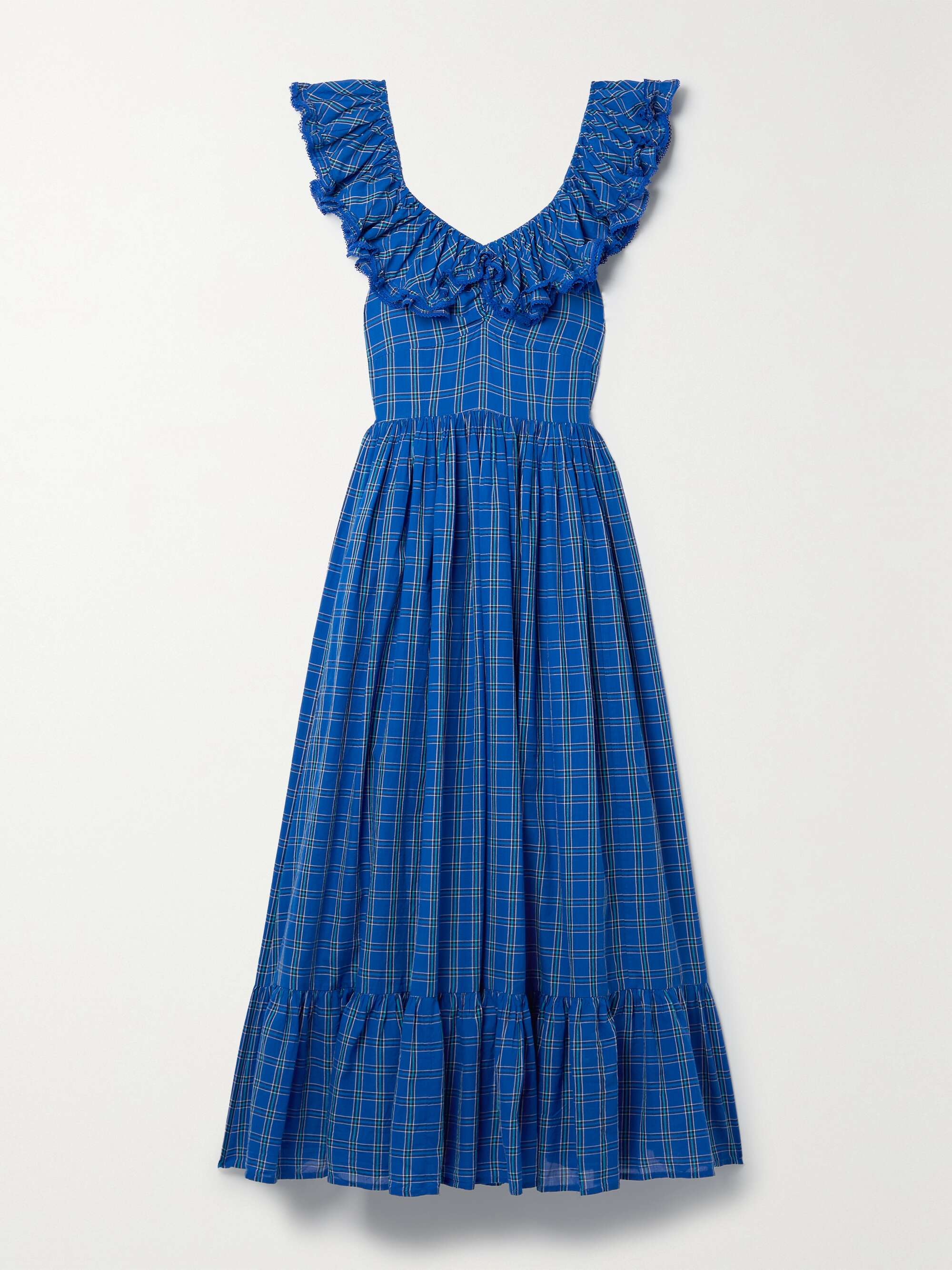 DÔEN + NET SUSTAIN Sora ruffled checked organic cotton-voile maxi dress ...