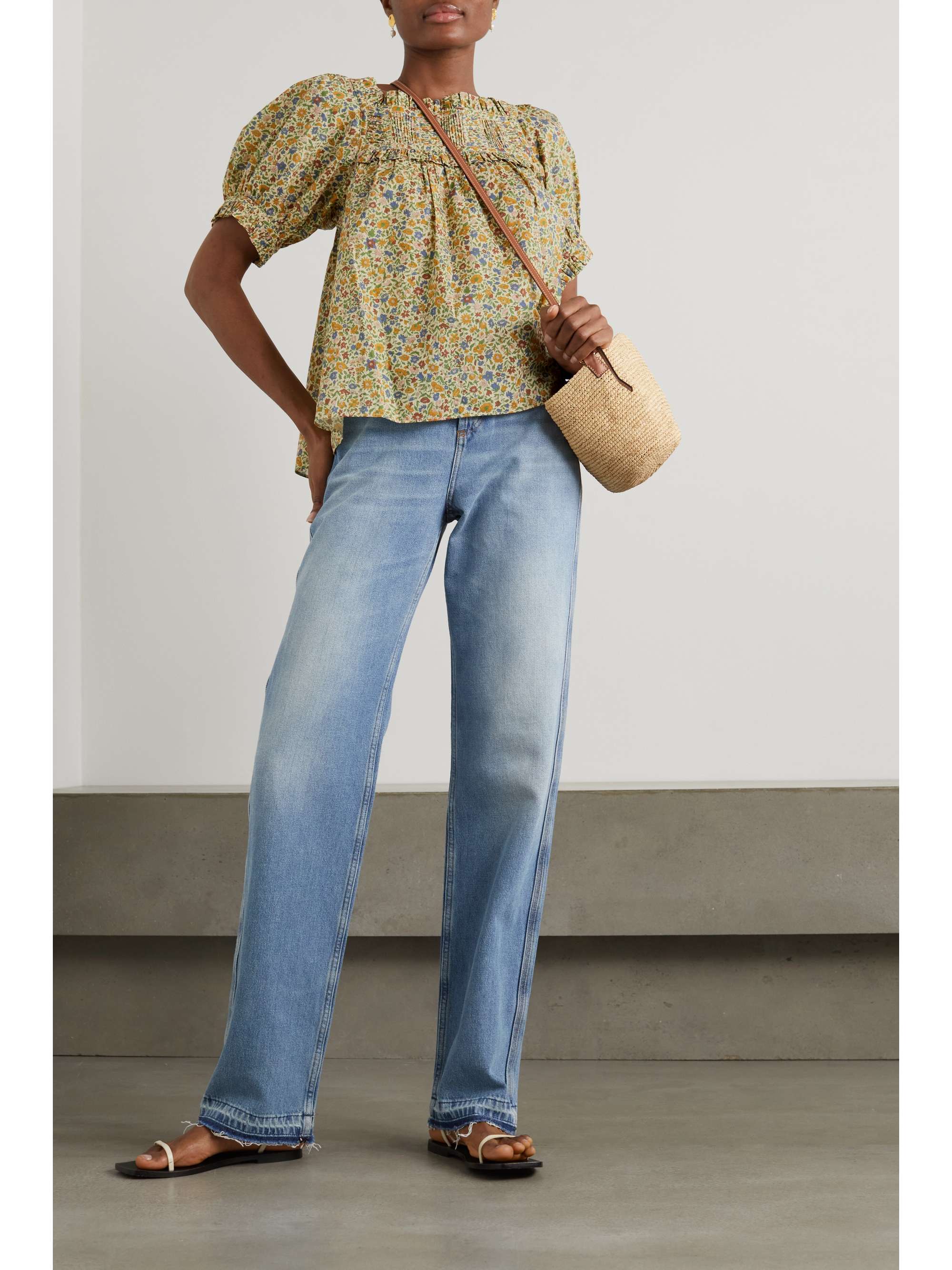 DÔEN Frances ruffled floral-print organic cotton-blend top