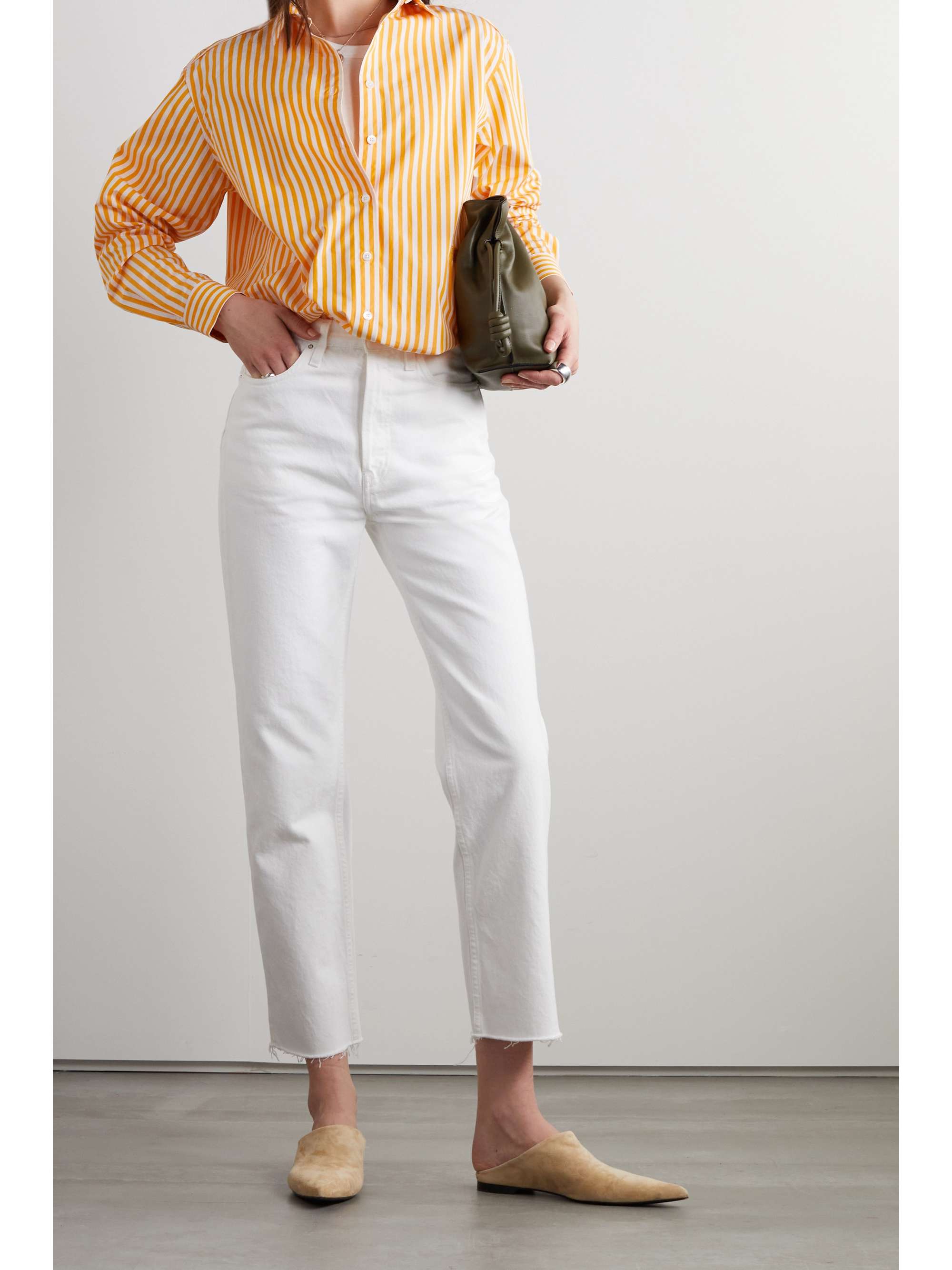Orange Striped organic cotton-poplin 