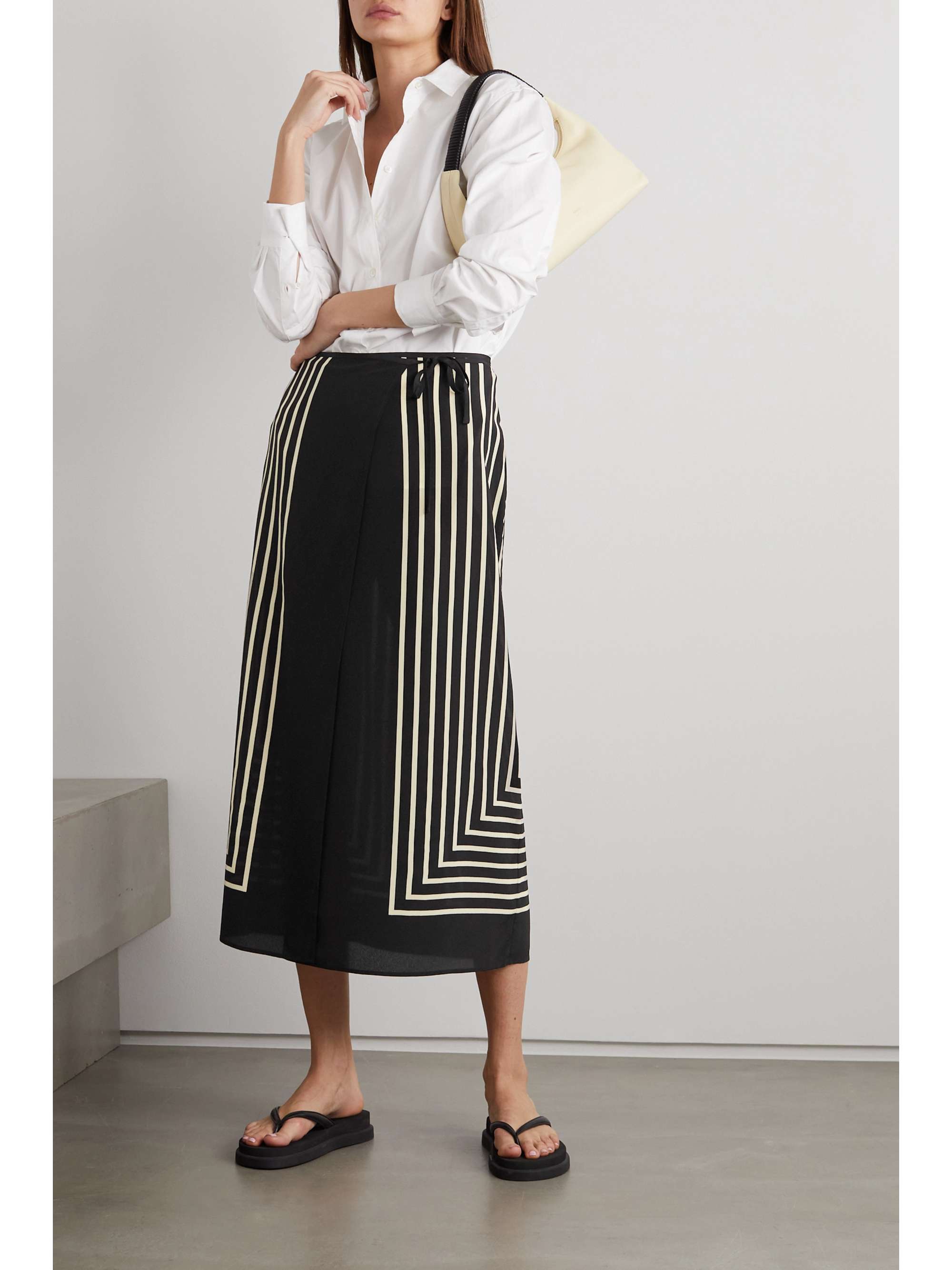 TOTEME Monogram silkjacquard wrap midi skirt NETAPORTER