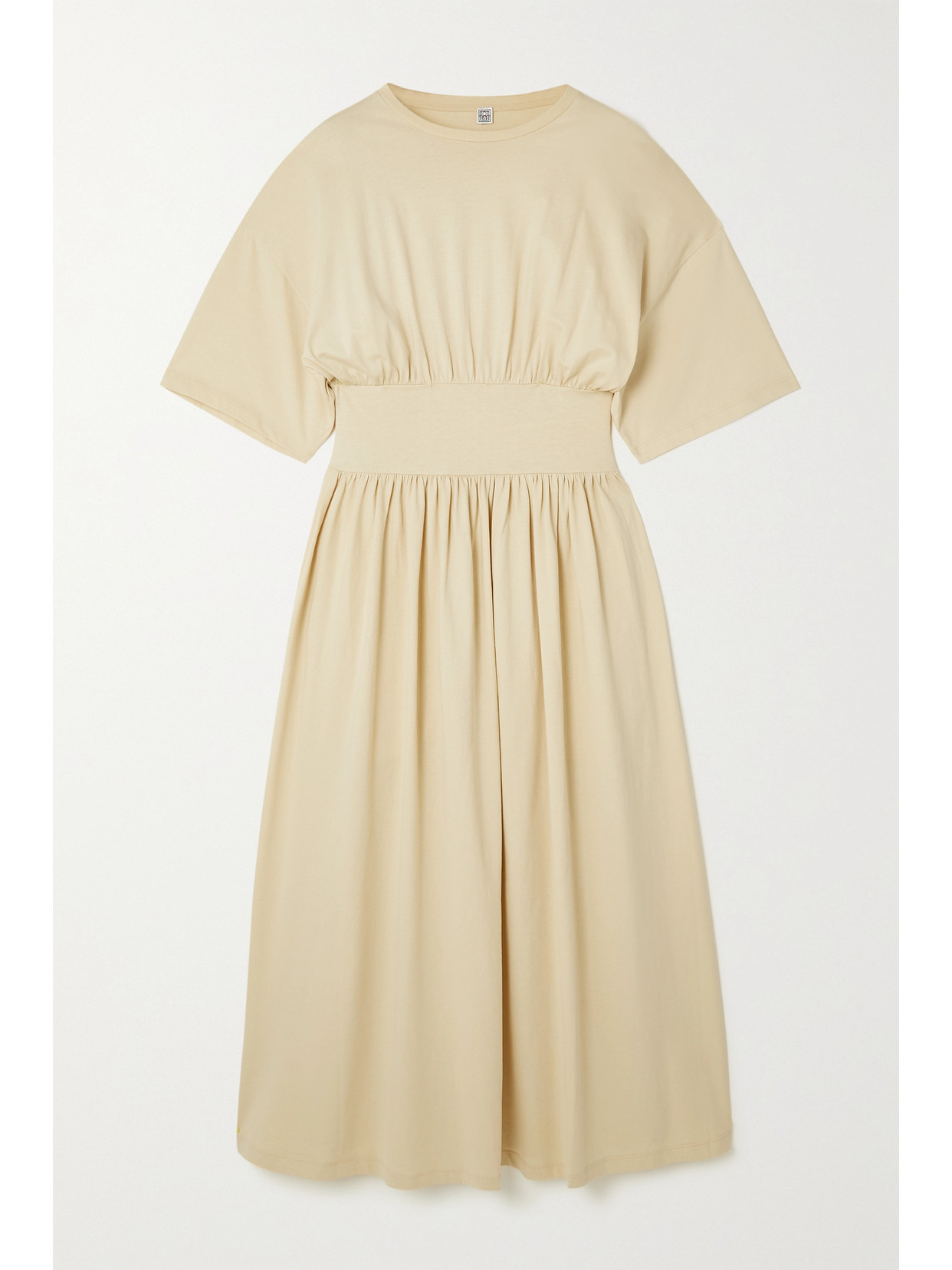 Totême Gathered Organic Cottonjersey Maxi Dress In Cava ModeSens