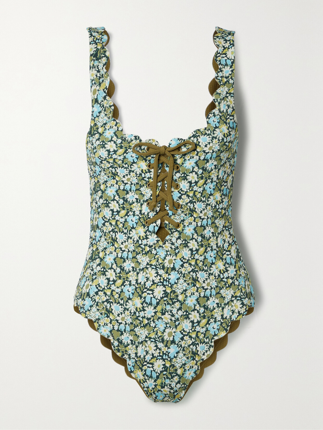 Marysia Palm Springs Reversible Scalloped Floral-print Stretch-crepe Swimsuit