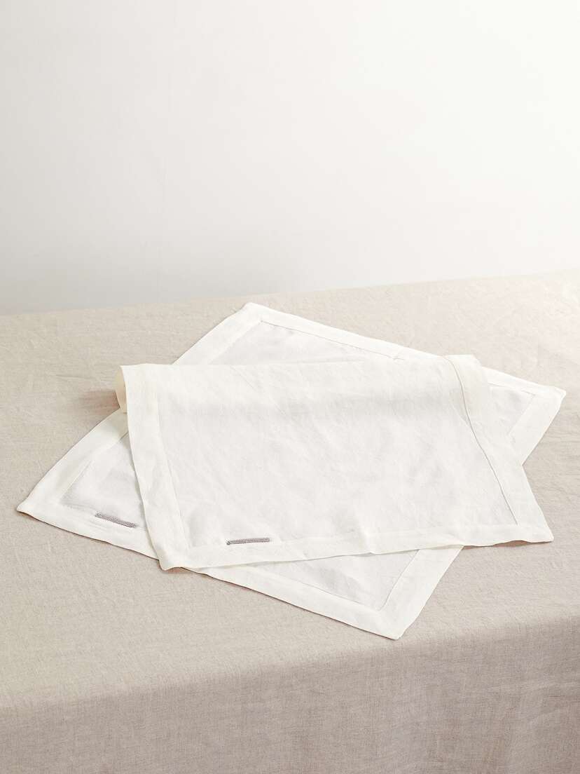 Brunello Cucinelli Set Of Two Bead-embellished Linen Placemats