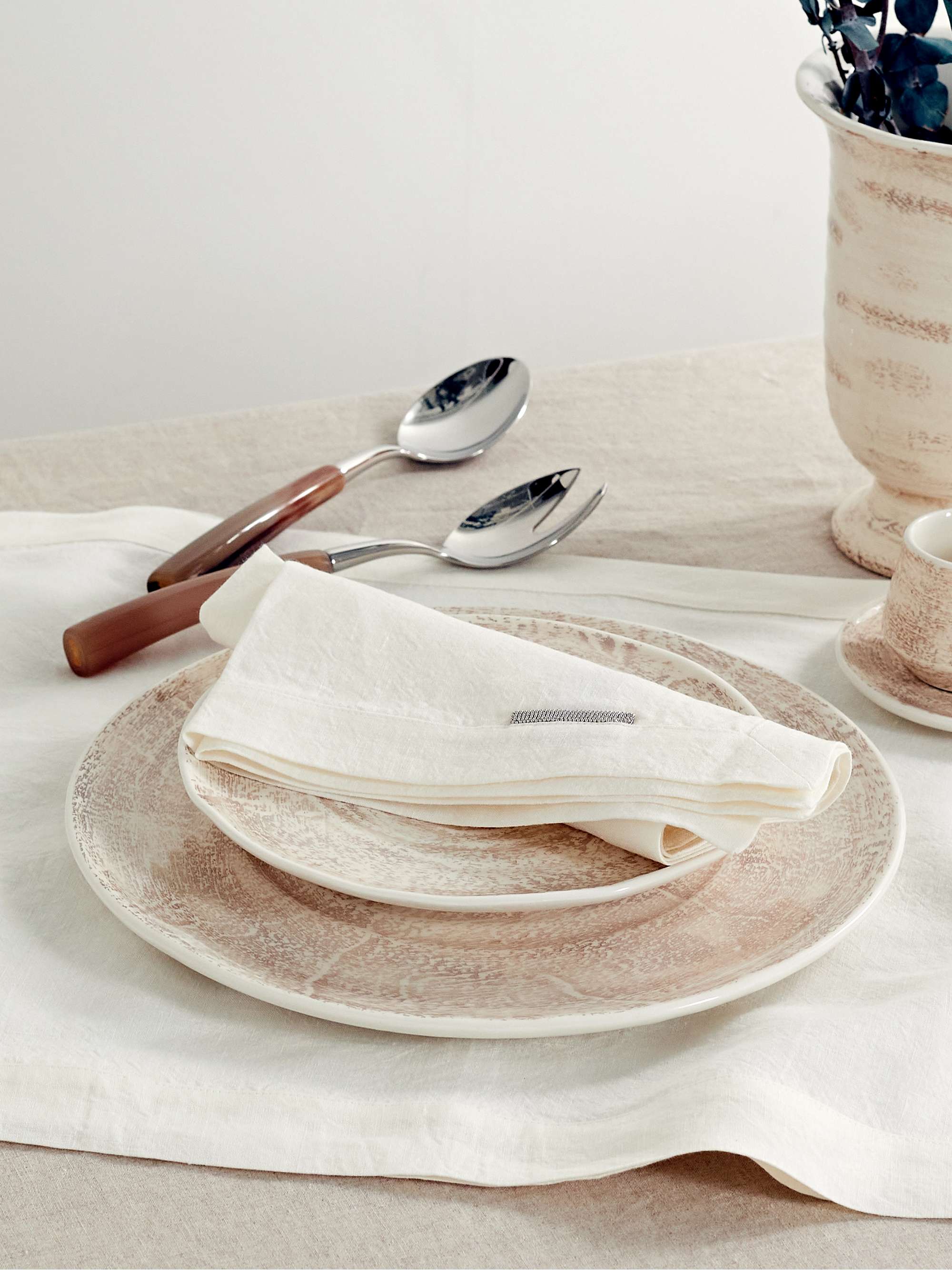 BRUNELLO CUCINELLI Set of two bead-embellished linen placemats