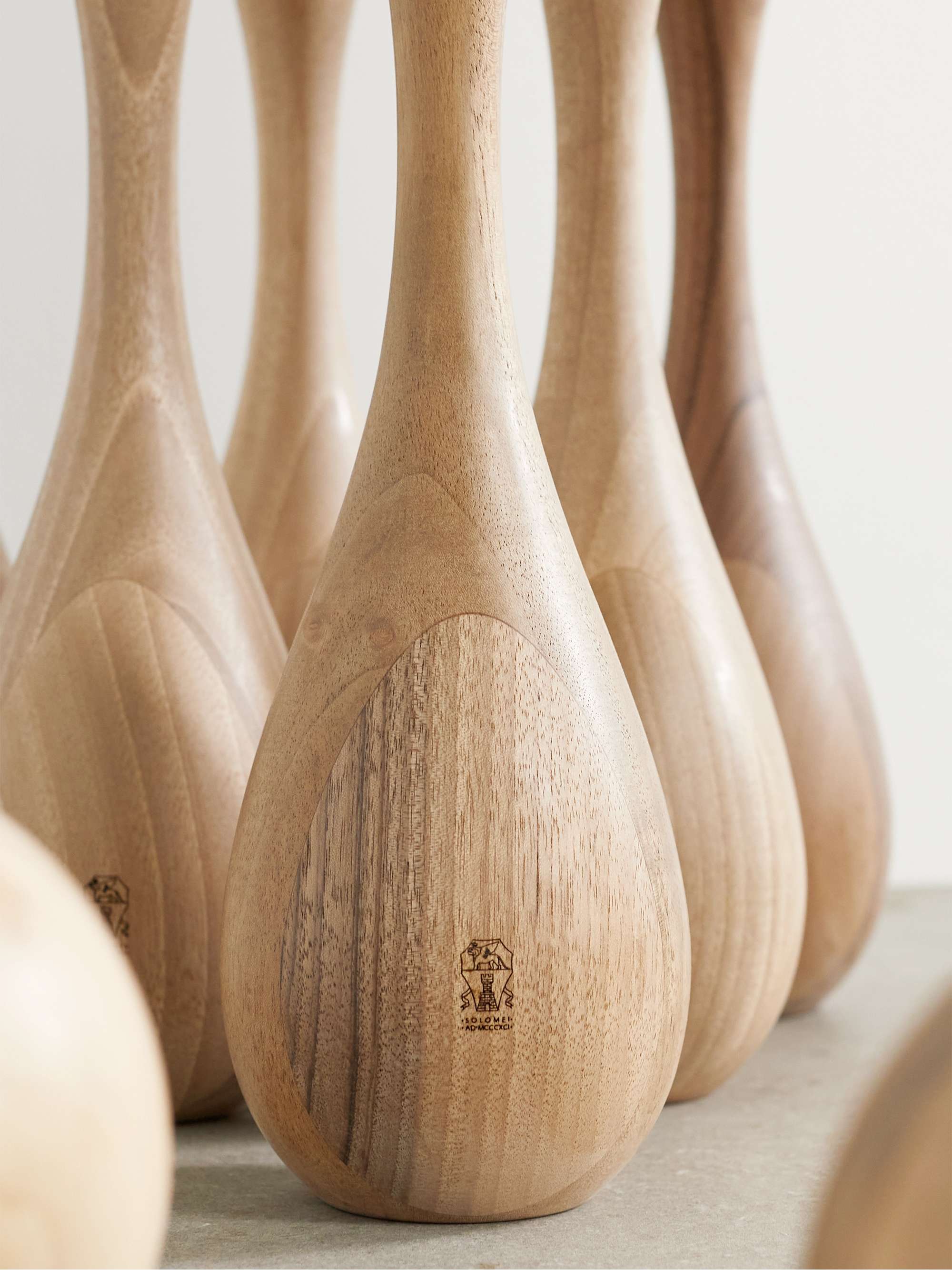 BRUNELLO CUCINELLI Leather-trimmed wood skittles set
