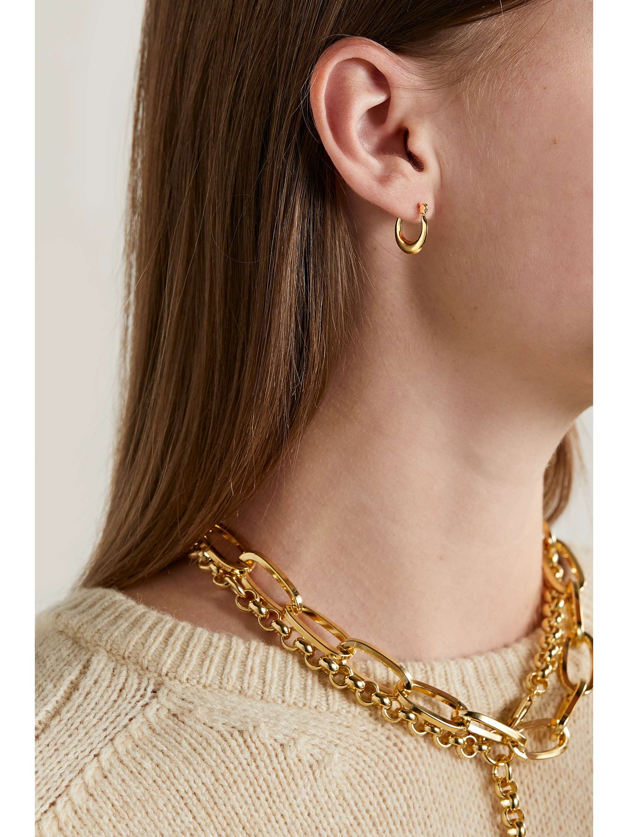 LOREN STEWART Mini Pirate 14-karat gold hoop earrings