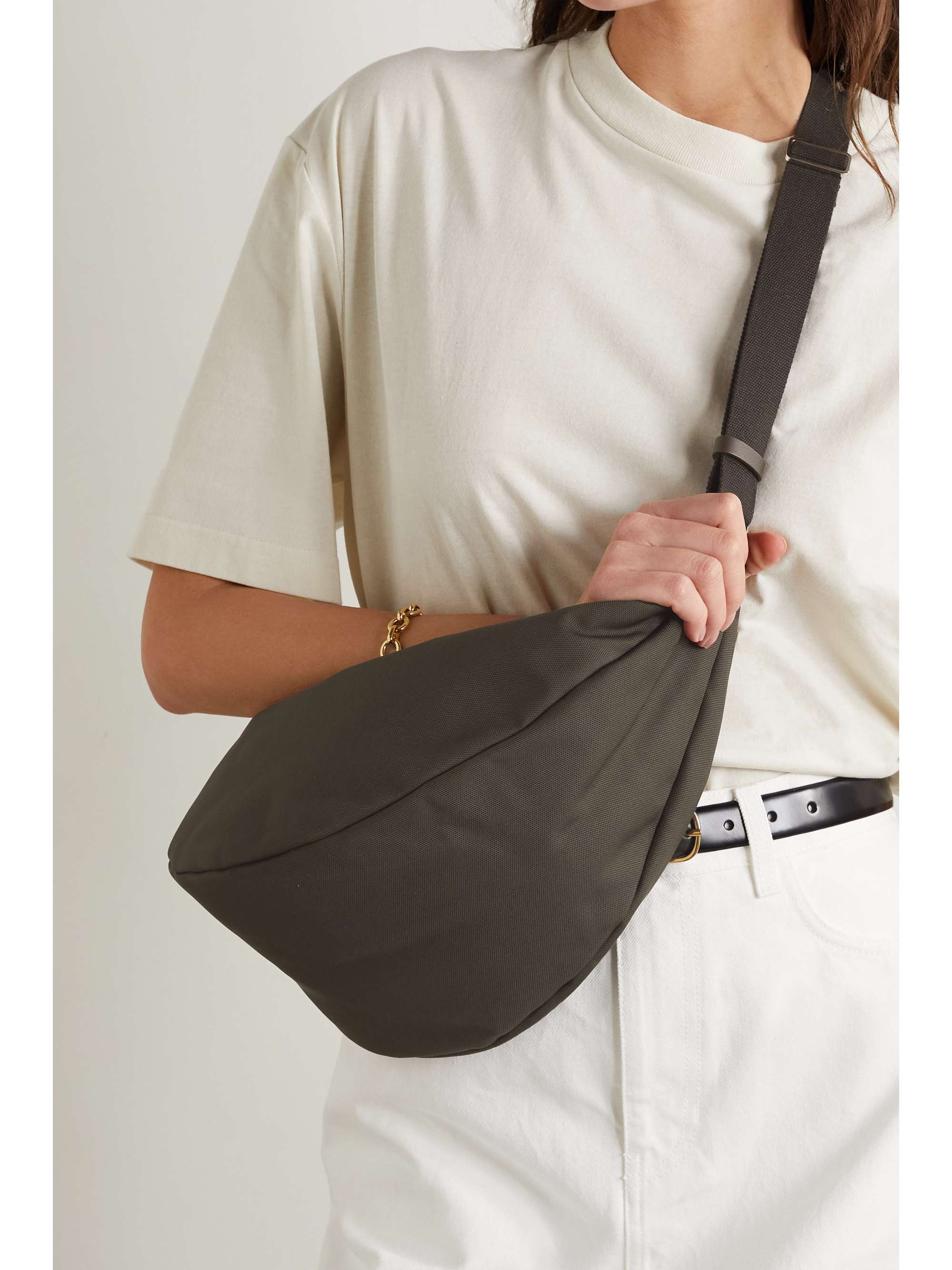 THE ROW Slouchy Banana Two leather-trimmed canvas shoulder bag