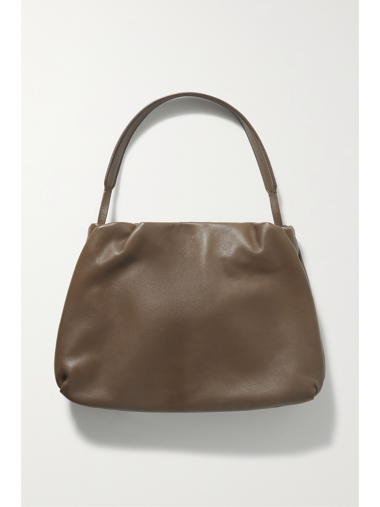 The Row Bourse Leather Shoulder Bag In Brown