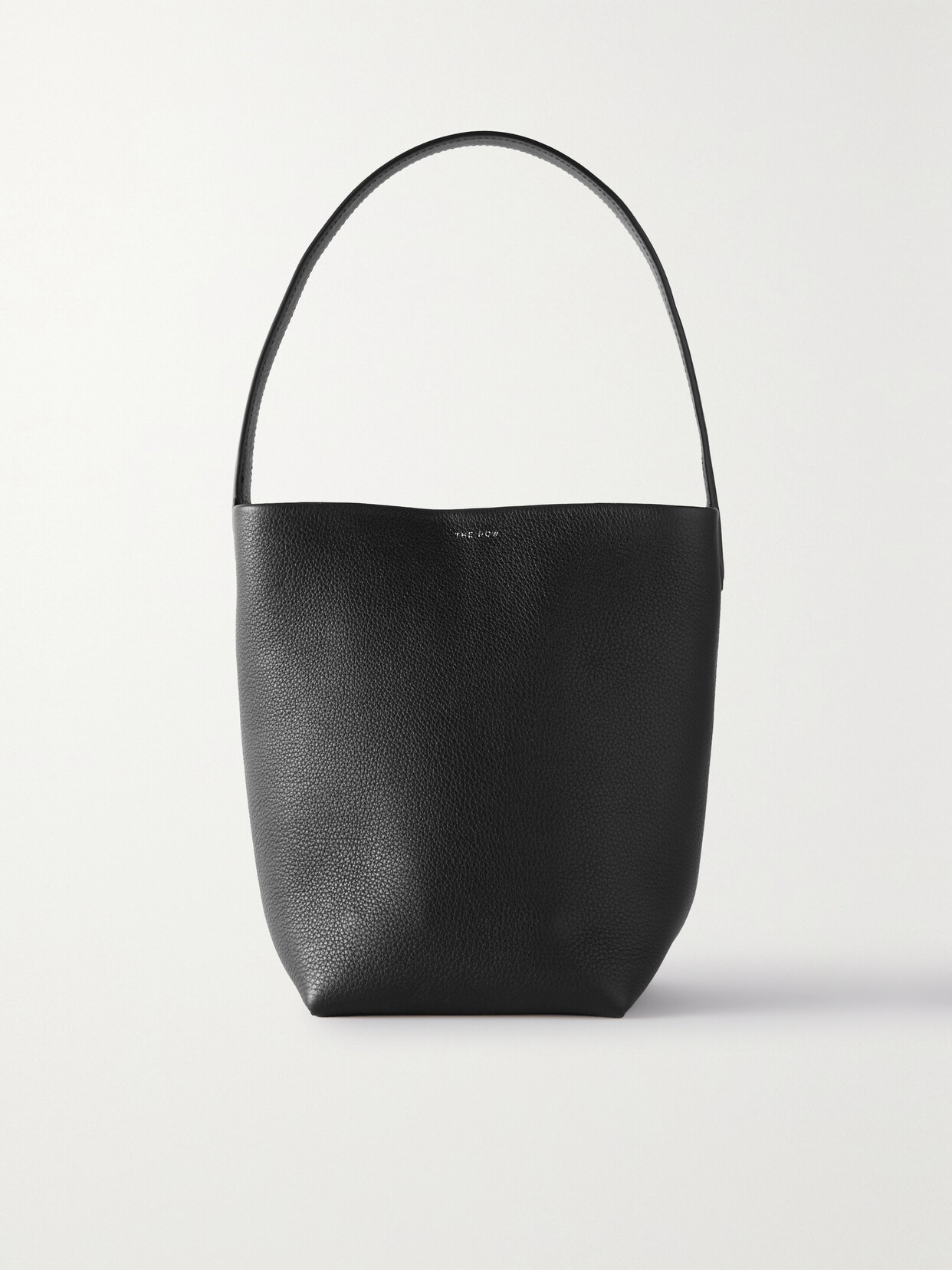 The Row Small Lux Grain Park Leather Tote Bag In Black