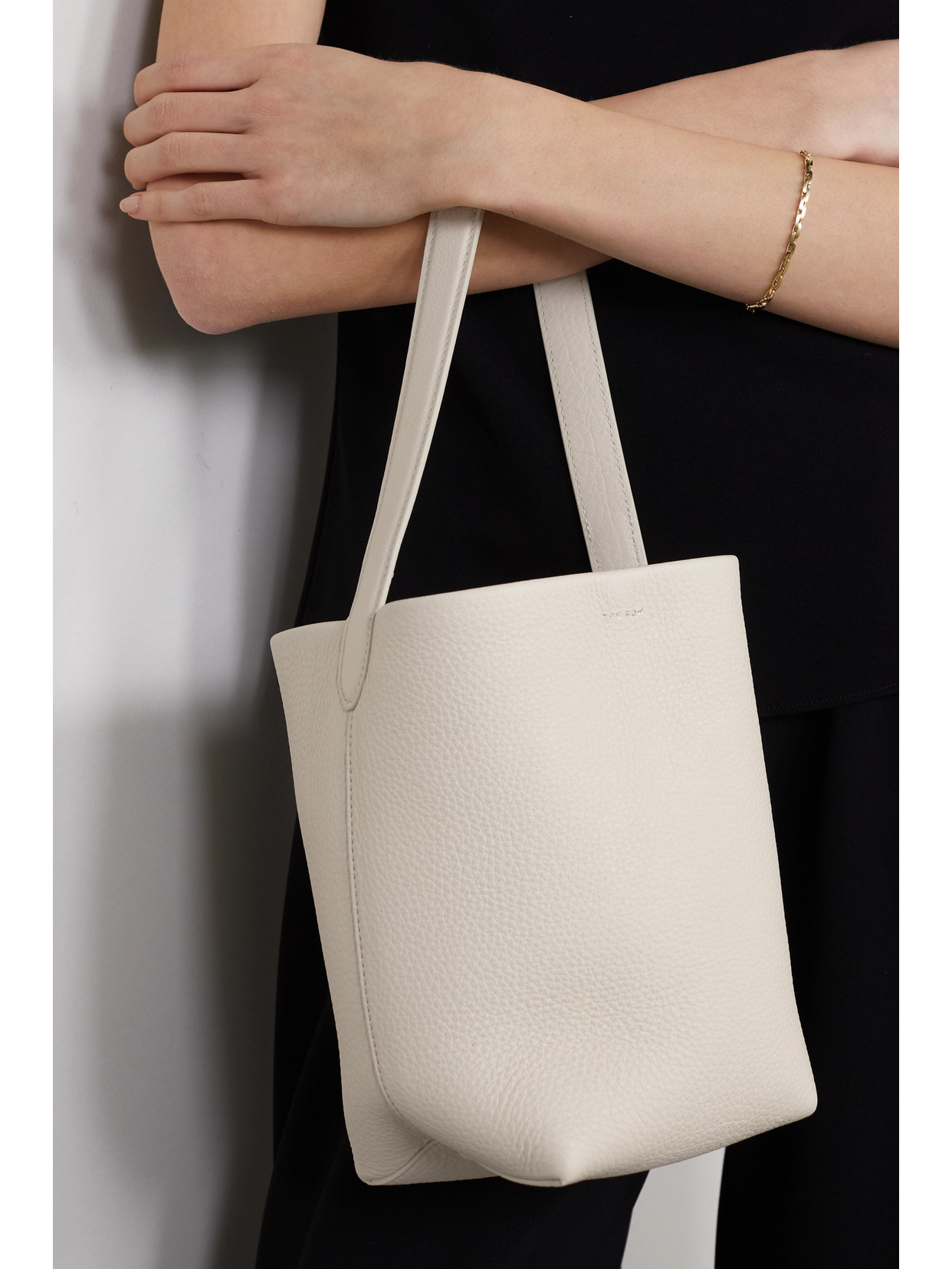 The Row N/s Park Small Textured-leather Tote In Ivory