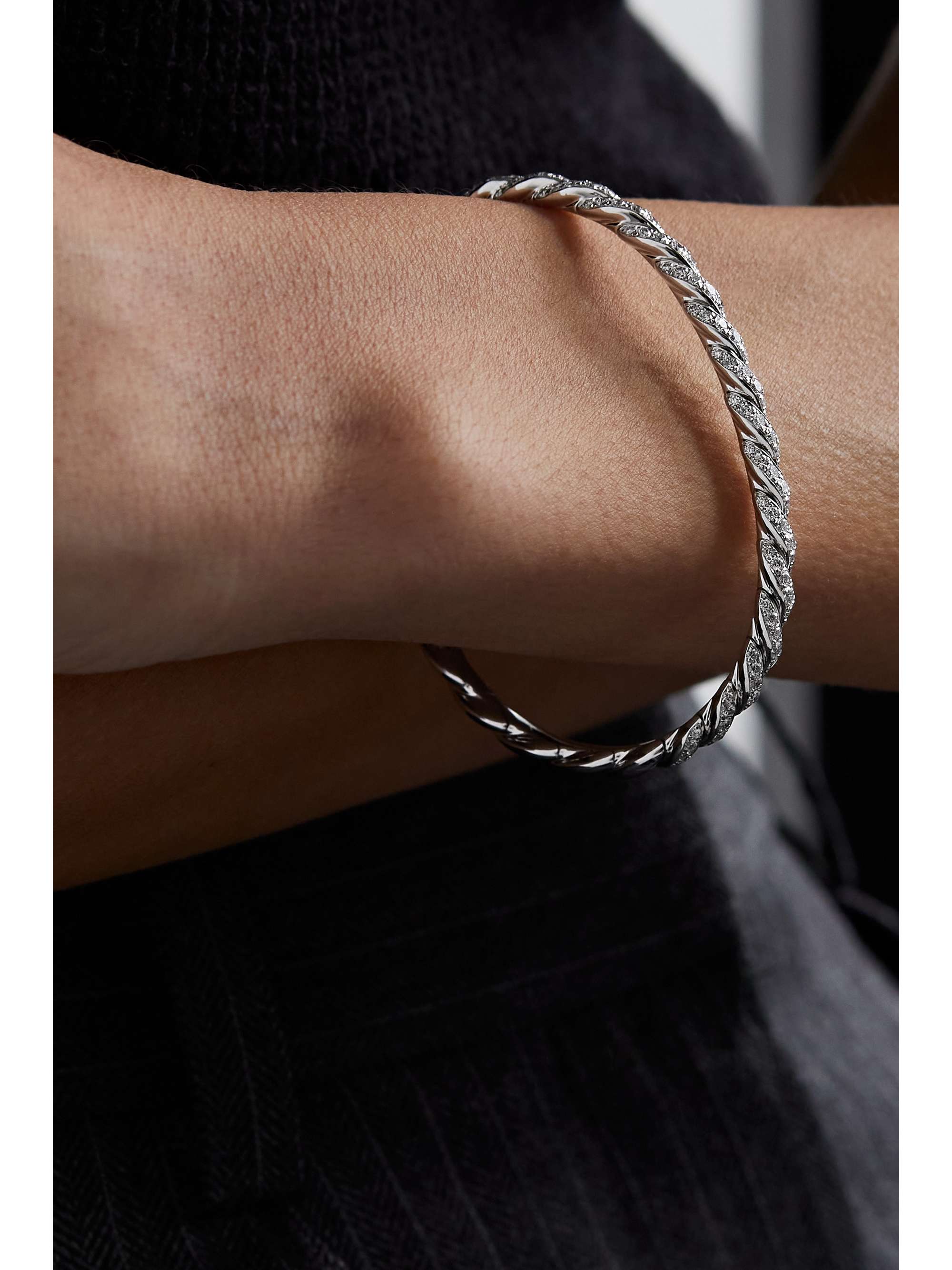 DAVID YURMAN Pavéflex 18-karat white gold diamond bracelet