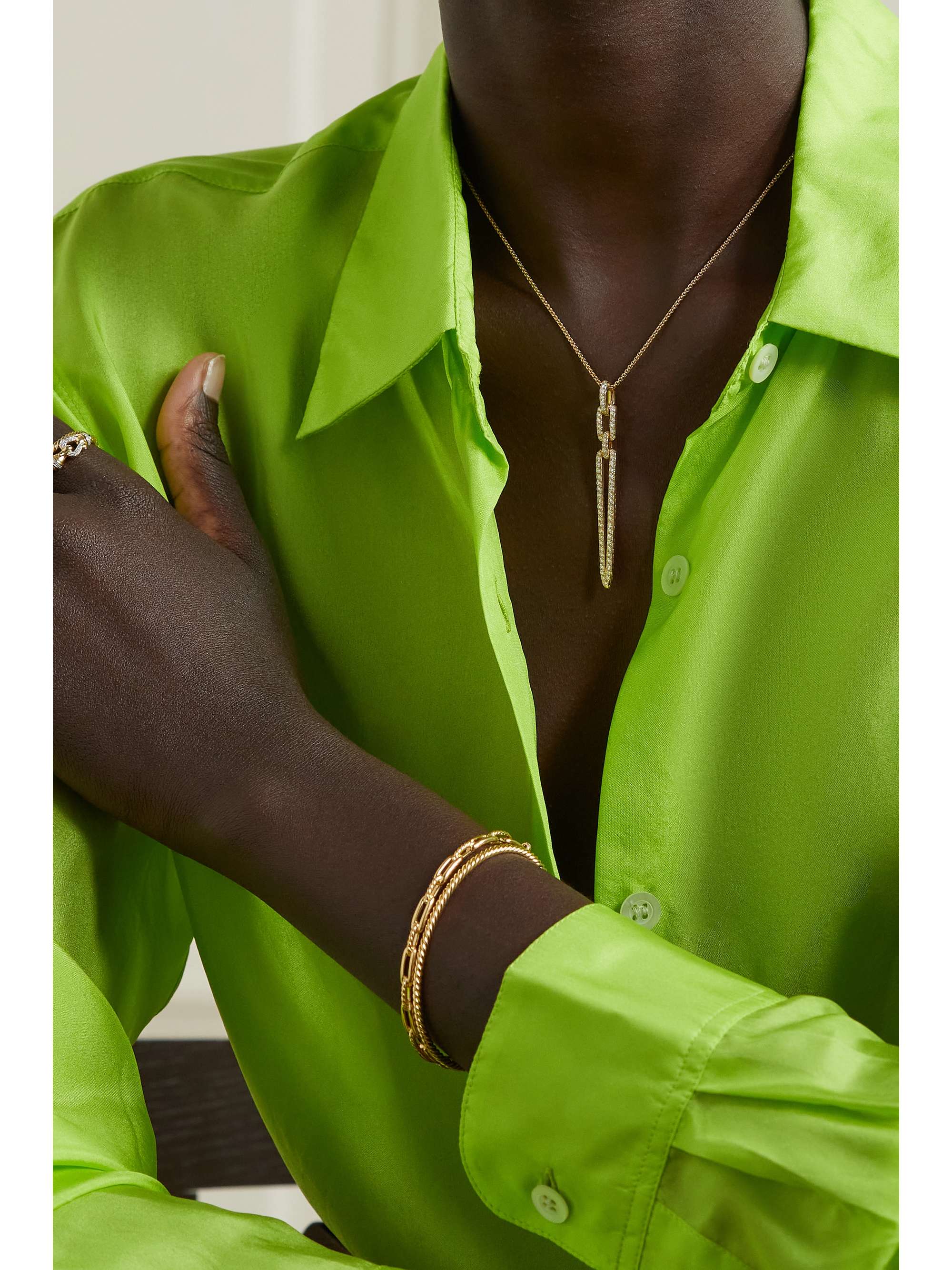 DAVID YURMAN Stax 18karat gold diamond pendant NETAPORTER