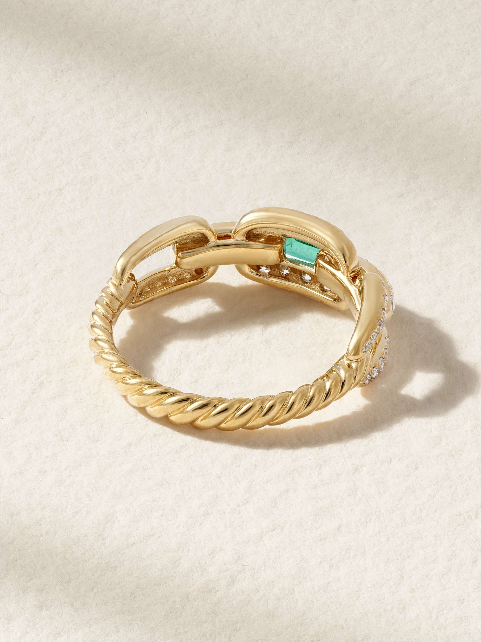 DAVID YURMAN Stax 18-karat gold, diamond and emerald ring