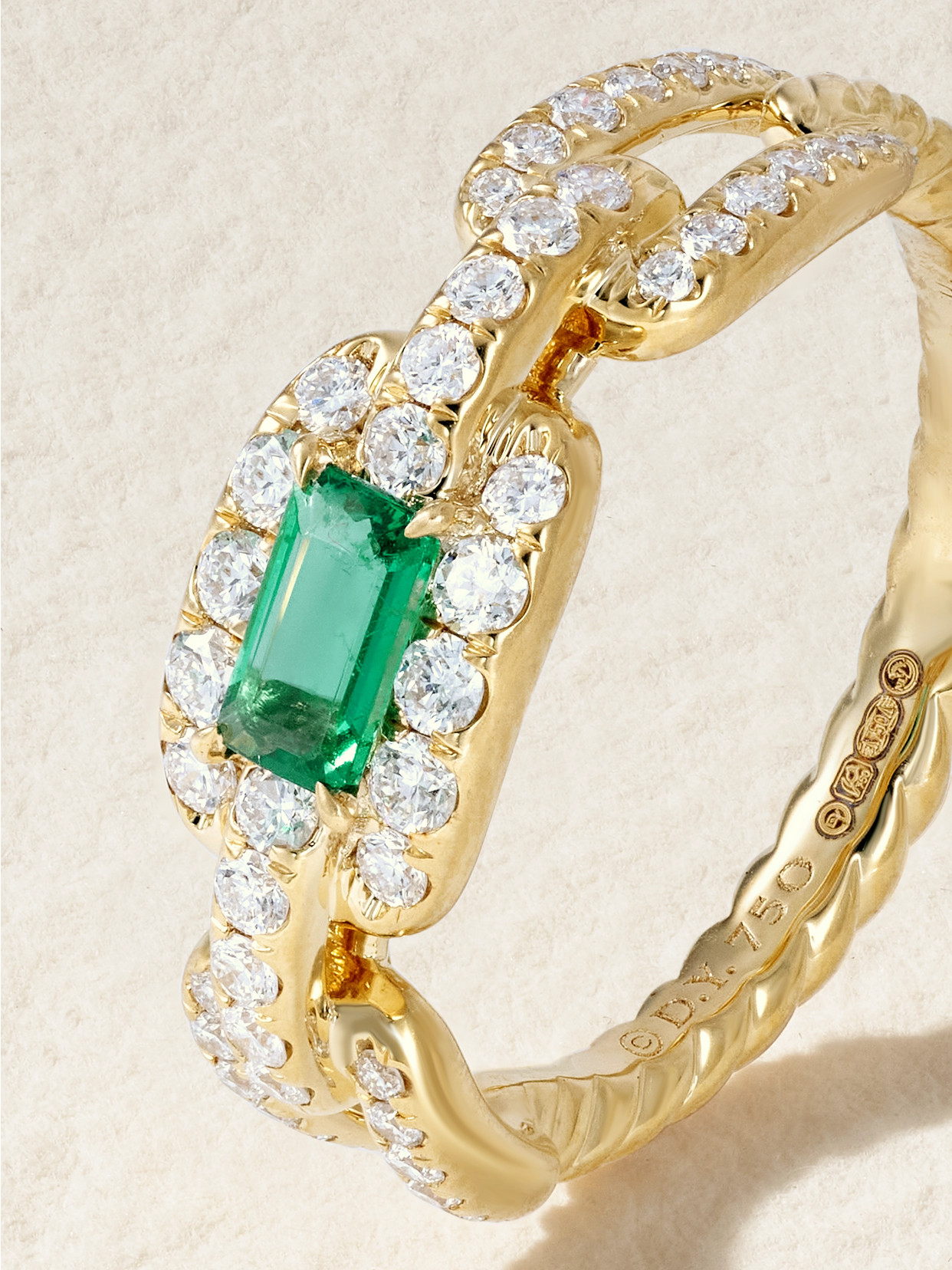 Shop David Yurman Stax 18-karat Gold, Diamond And Emerald Ring