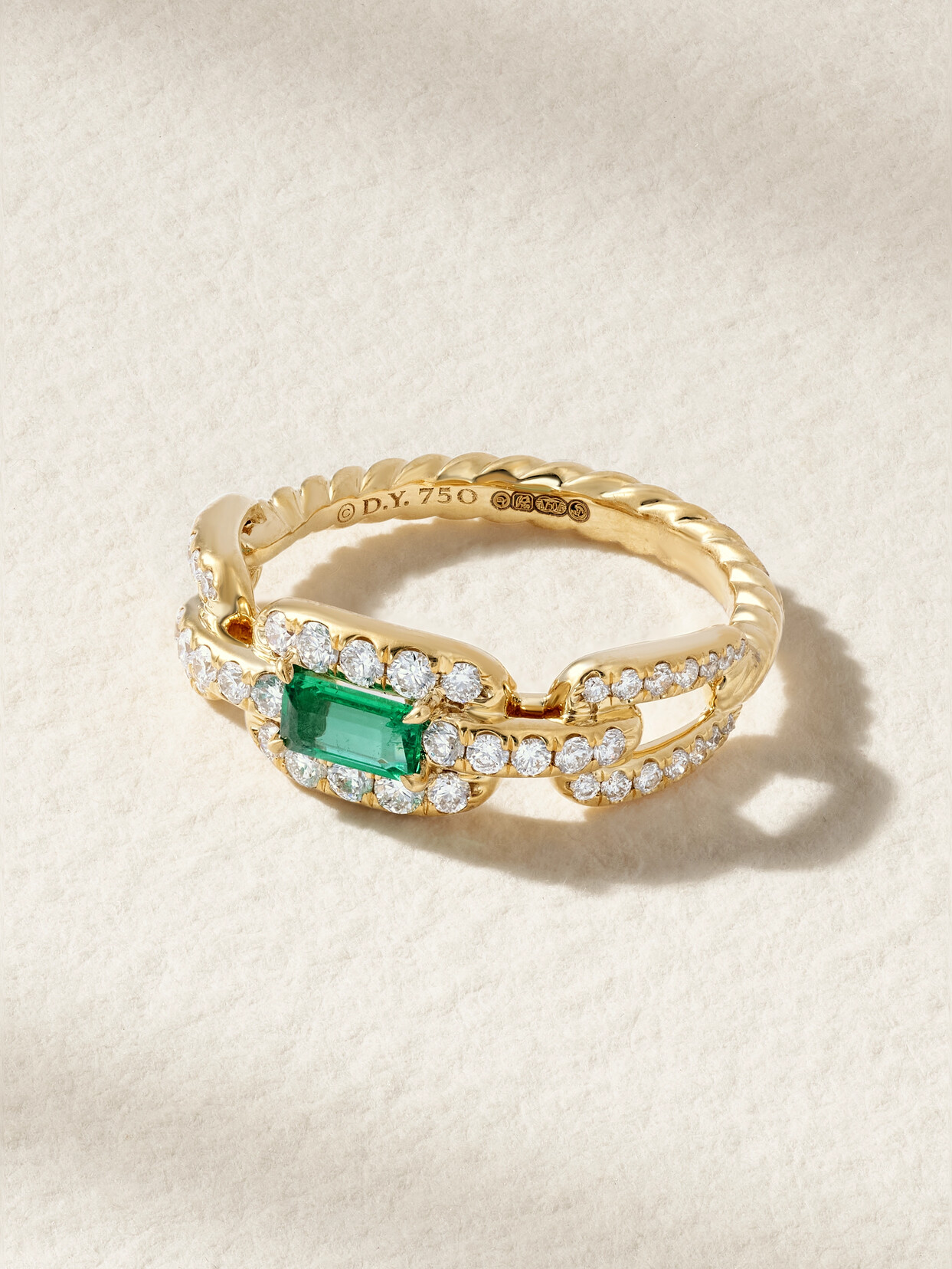 Shop David Yurman Stax 18-karat Gold, Diamond And Emerald Ring