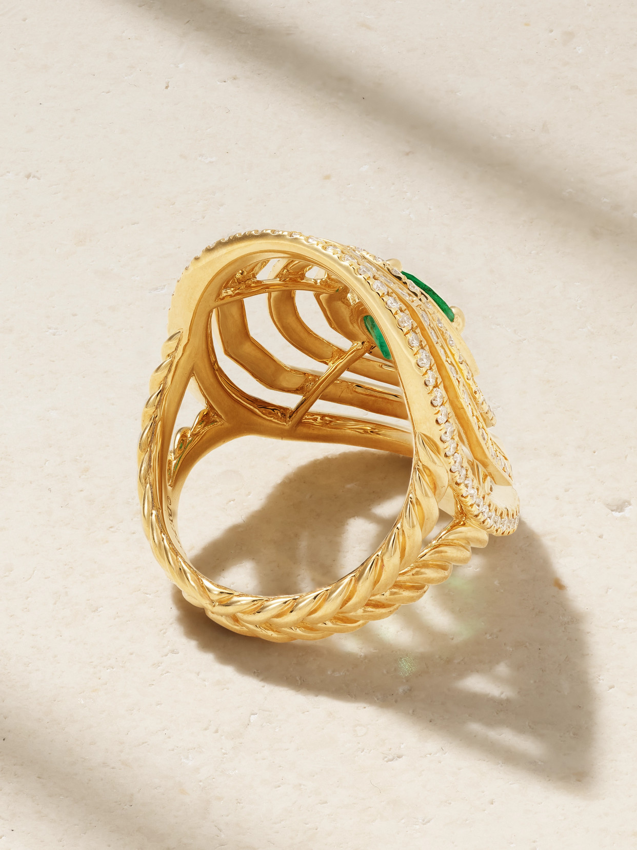 DAVID YURMAN STAX 18-KARAT GOLD, EMERALD AND DIAMOND RING 