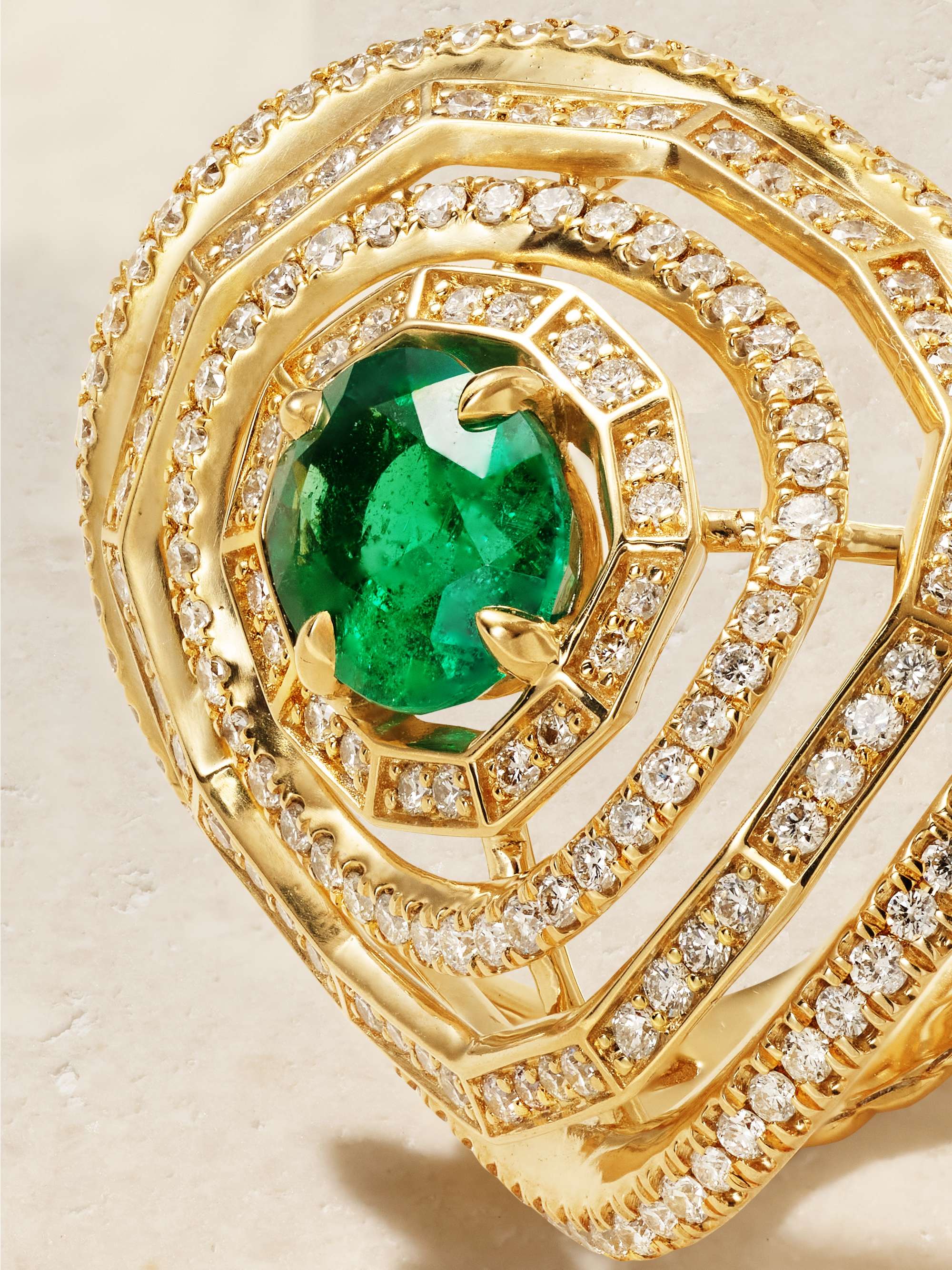 DAVID YURMAN Stax 18-karat gold, emerald and diamond ring