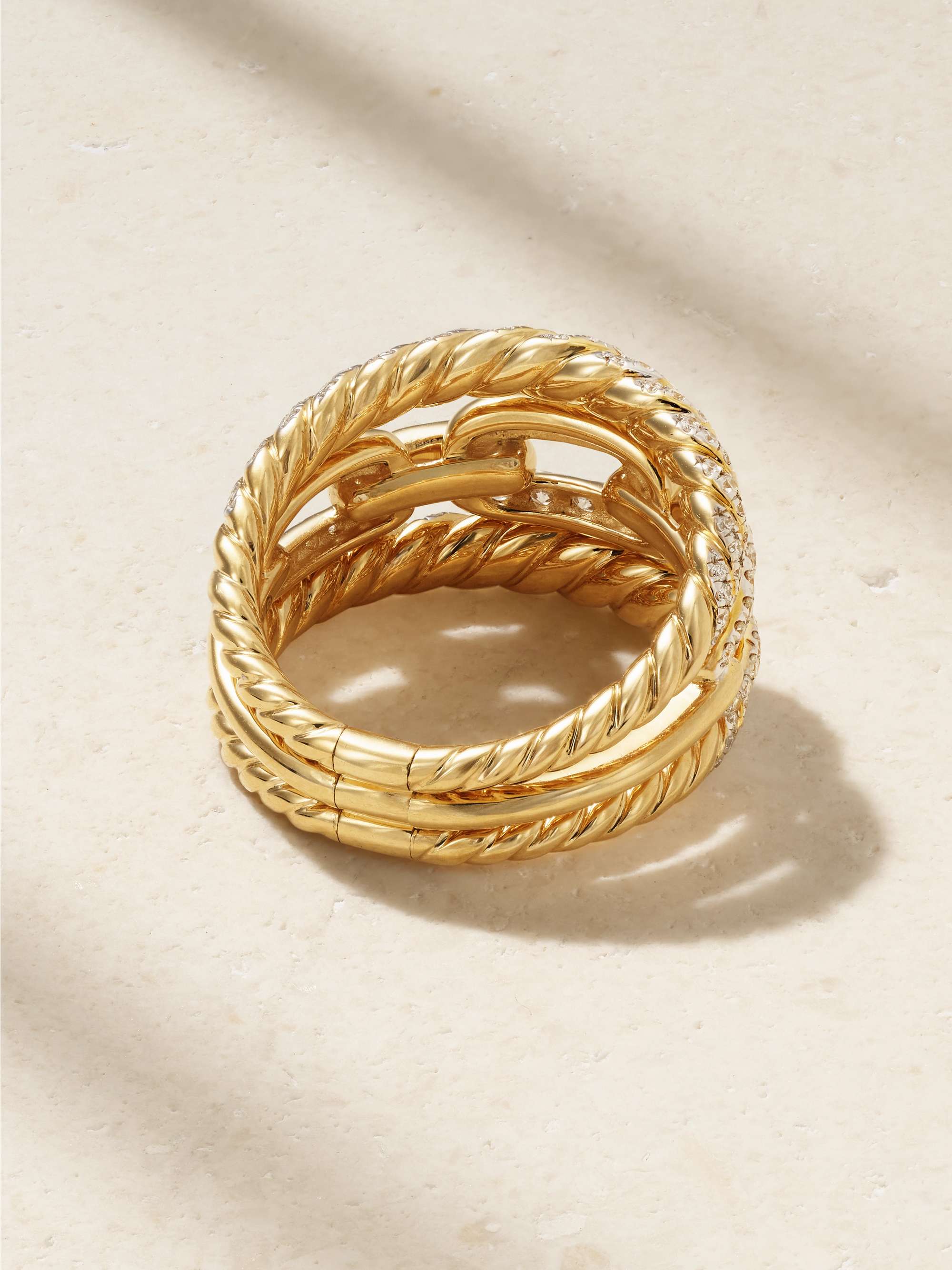 DAVID YURMAN Stax 18-karat yellow and white gold diamond ring