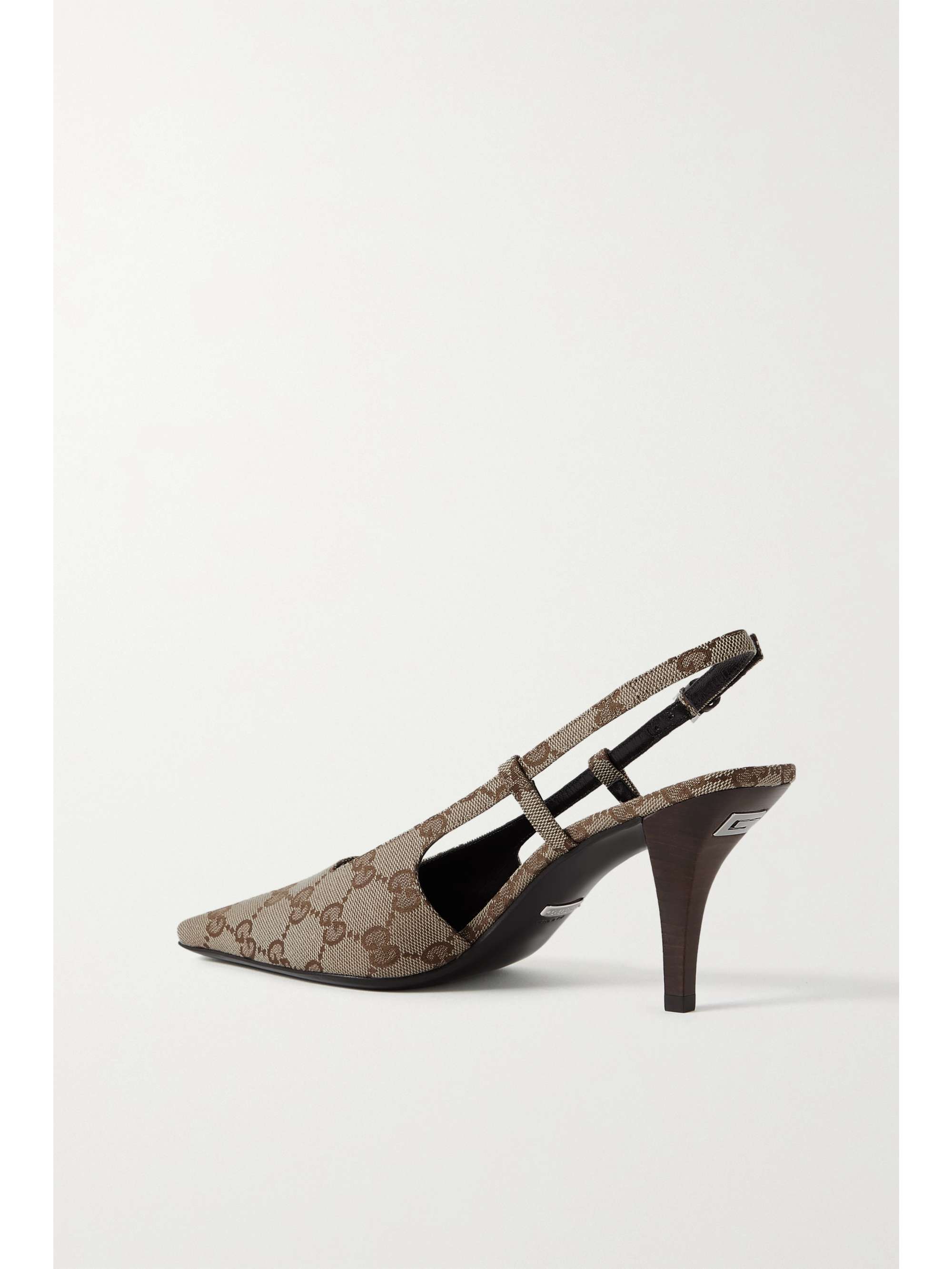 GUCCI Demi logojacquard canvas slingback pumps NETAPORTER