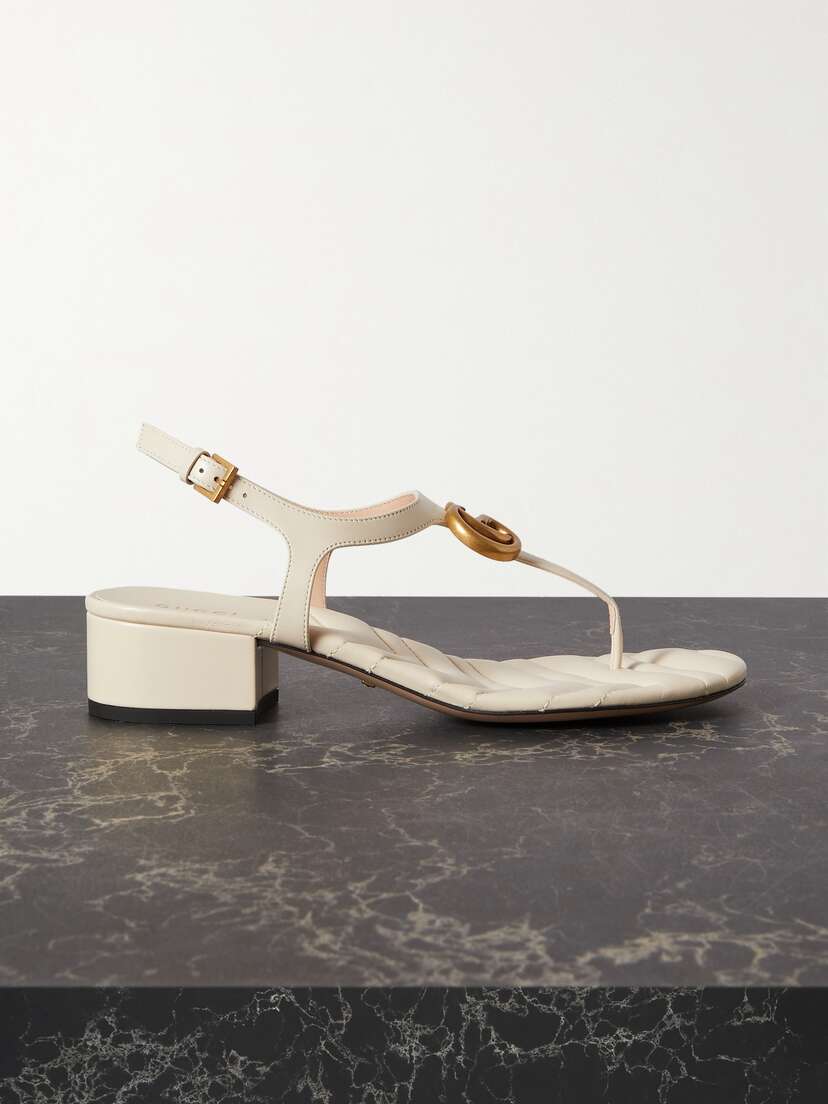 Gucci Marmont Logo-embellished Leather Sandals