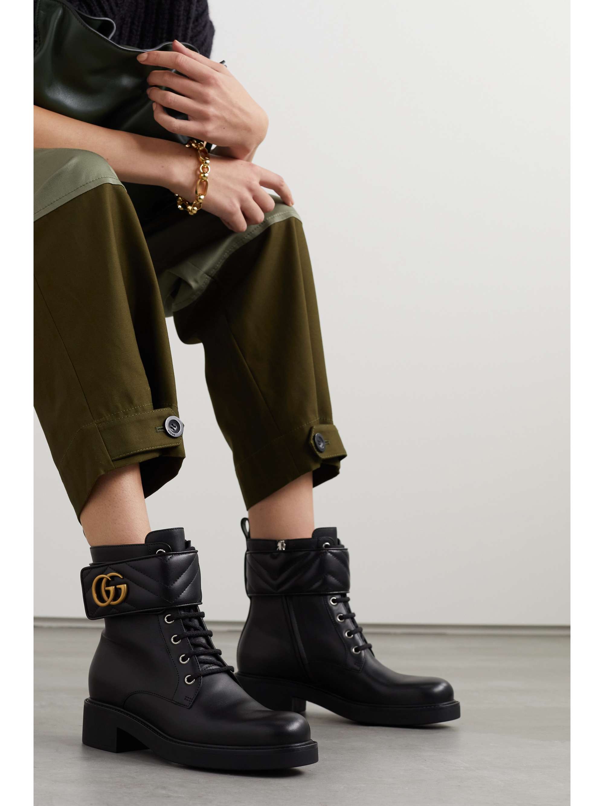 GUCCI Marmont logo-embellished leather ankle boots