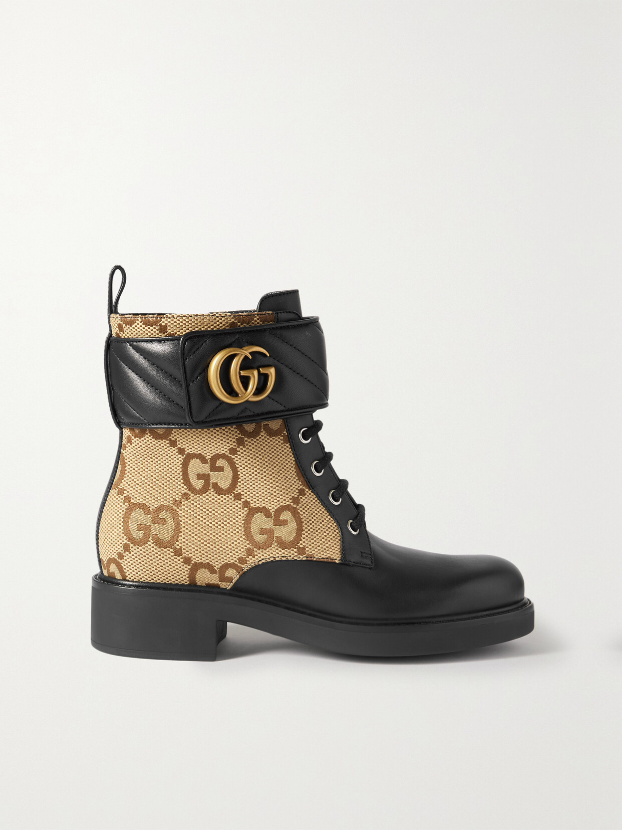 Gucci Marmont Logo-print Coated-canvas And Leather Boots