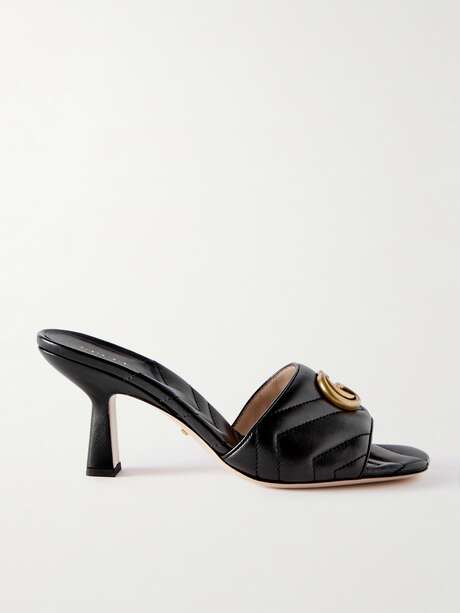 GUCCI Marmont logo-embellished quilted leather mules | NET-A-PORTER