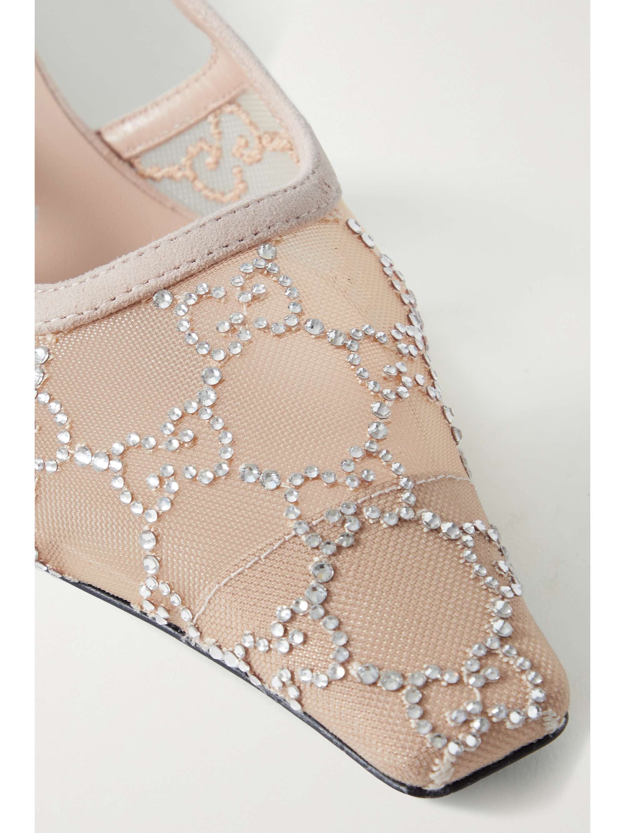 GUCCI Demi crystal-embellished suede slingback pumps