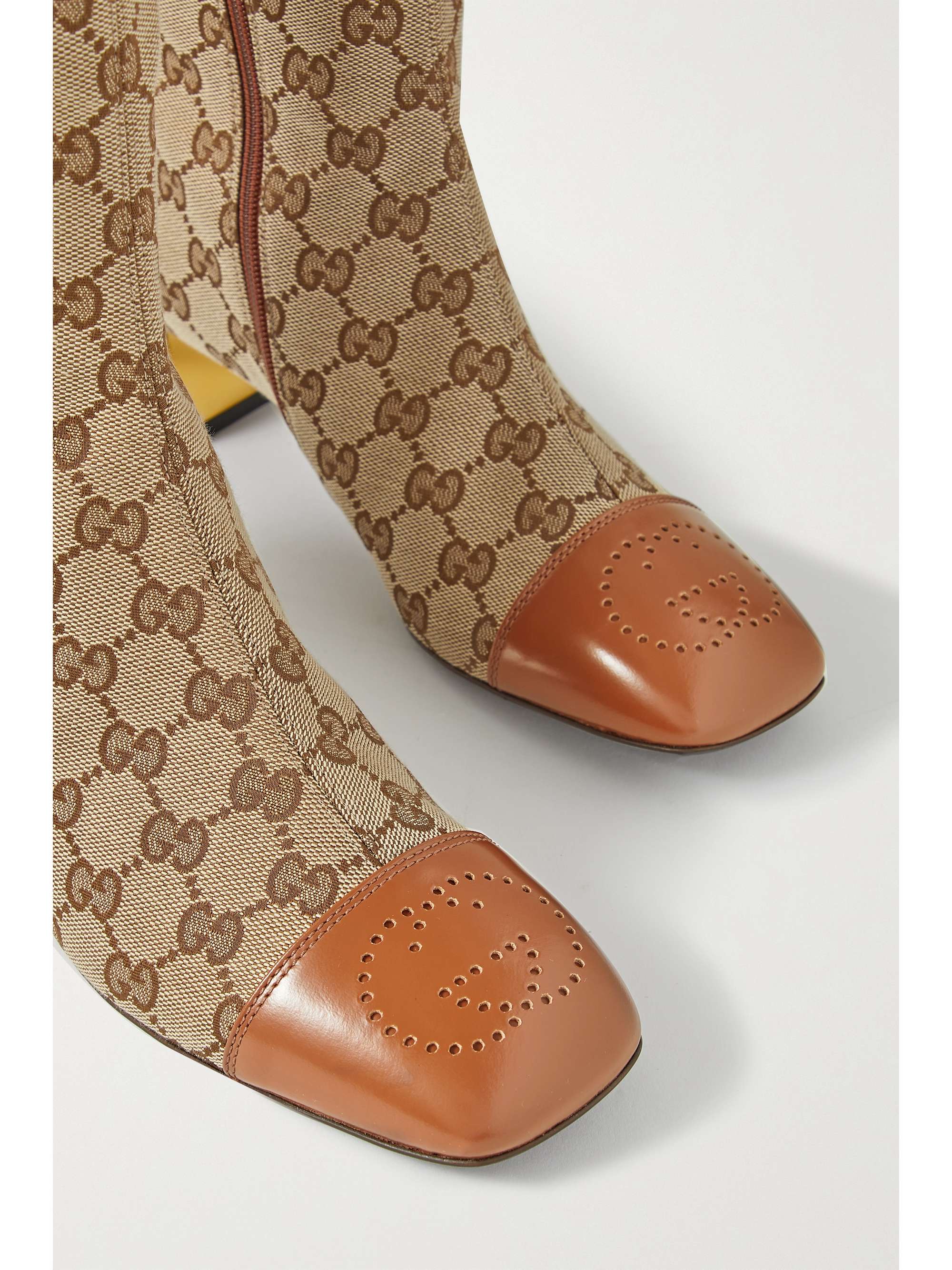 Beige Ellis leather-trimmed printed 