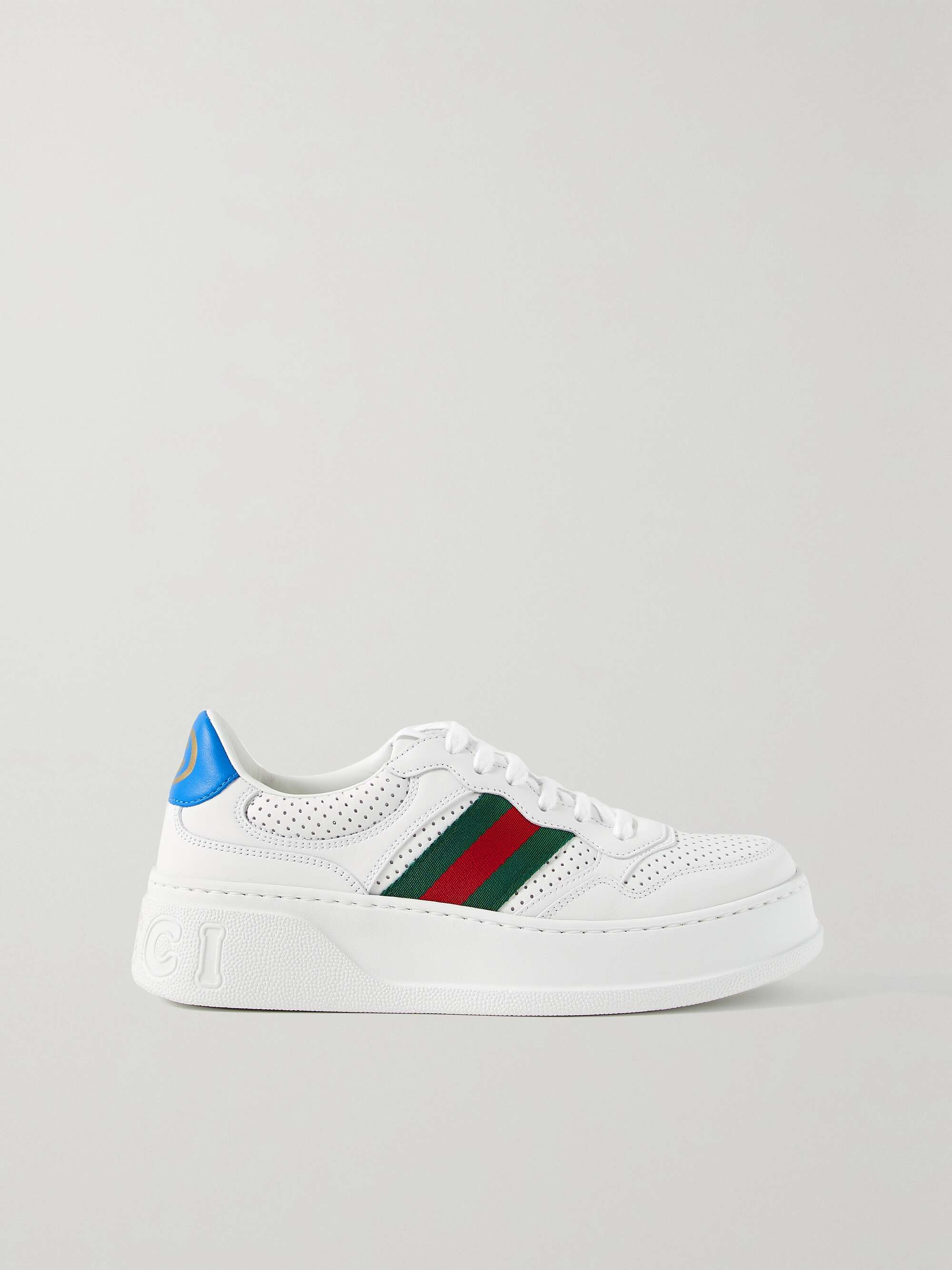 Udstyre ris Monetære GUCCI CHUNKY B webbing-trimmed perforated leather sneakers | NET-A-PORTER