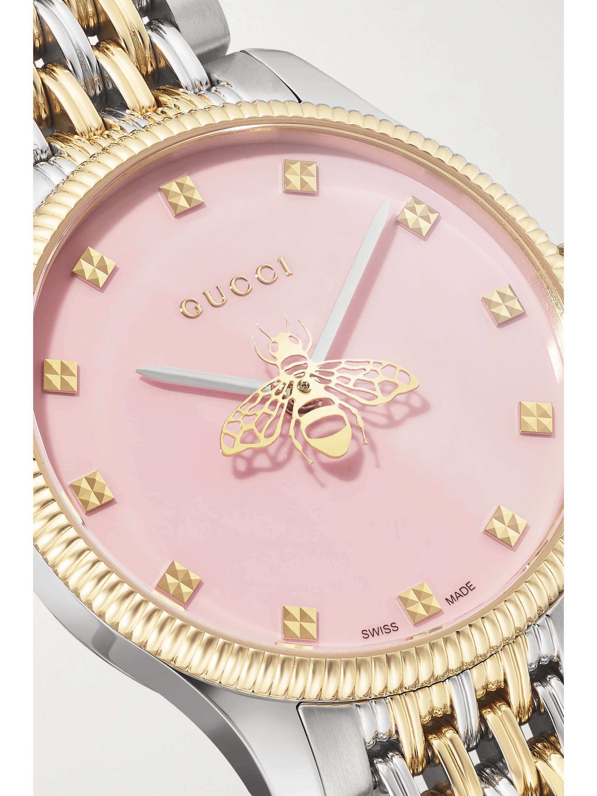 GUCCI Montre en acier inoxydable et plaqué PVD doré G-Timeless, 29 mm