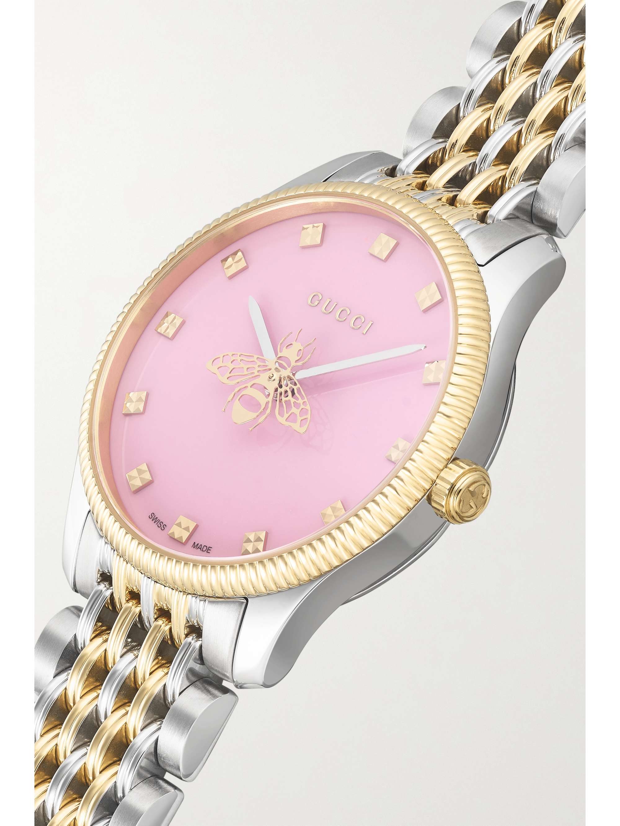 GUCCI Montre en acier inoxydable et plaqué PVD doré G-Timeless, 29 mm