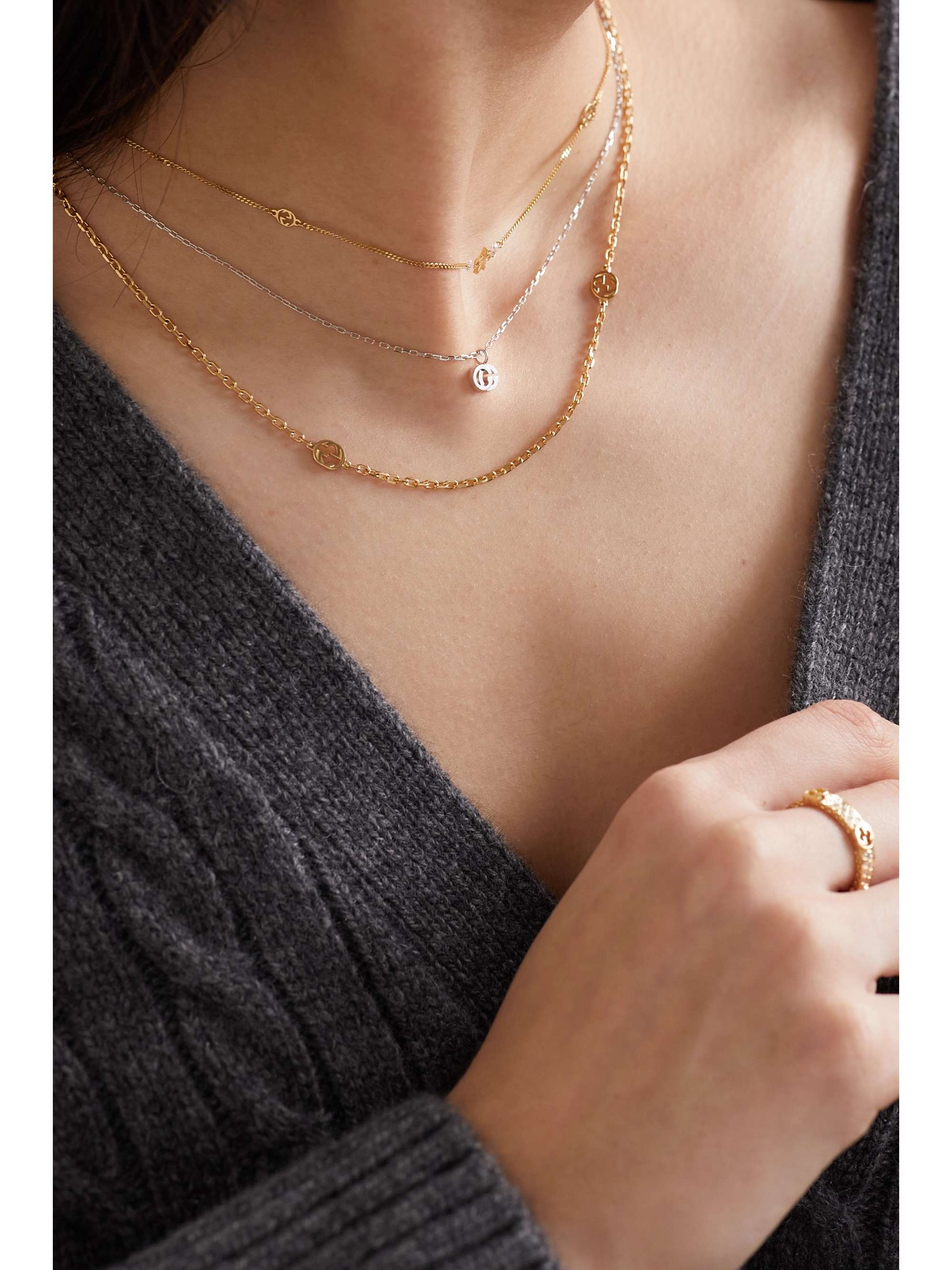 GUCCI GG Running 18-karat white gold diamond necklace
