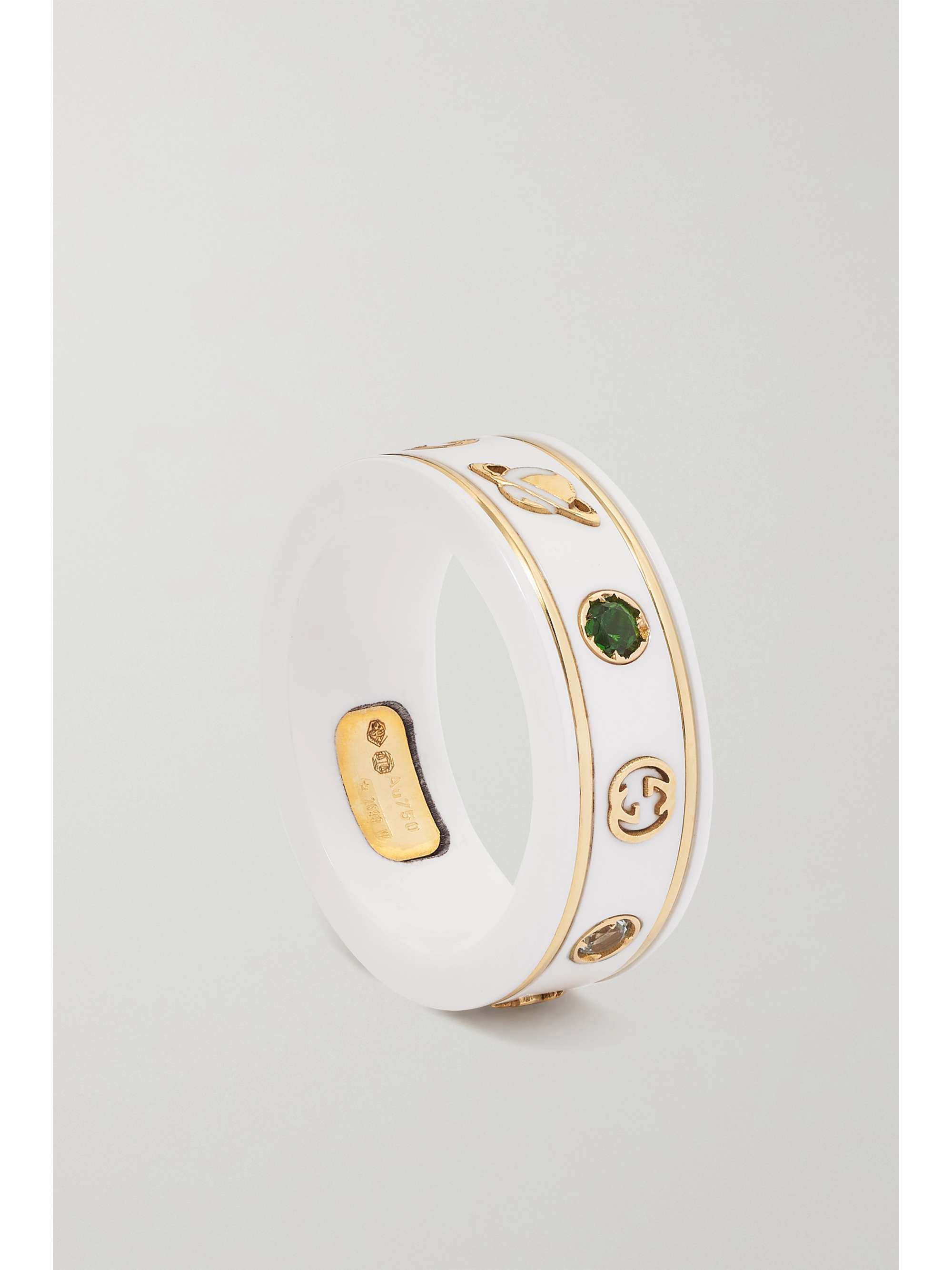 Icon 18-karat gold, enamel and topaz ring