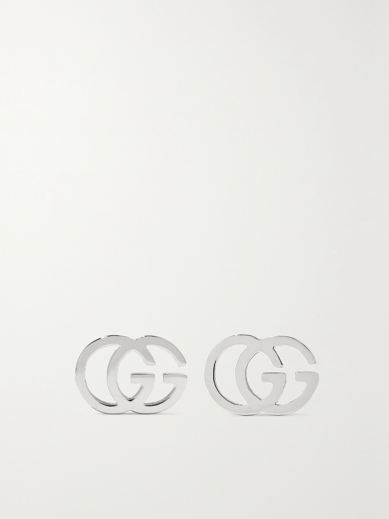Gucci Gg Tissue 18-karat White Gold Earrings In Silver