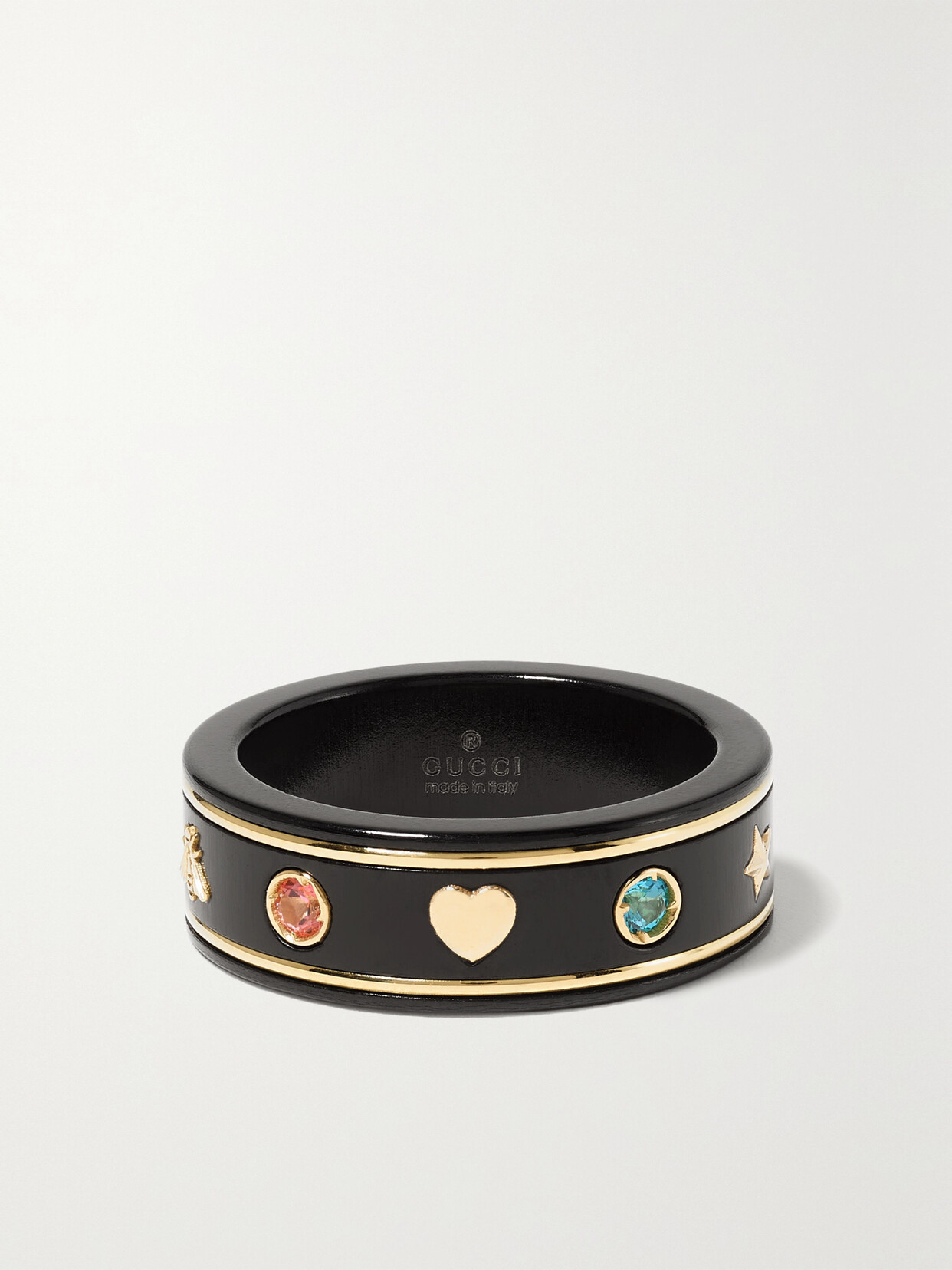 Gucci Icon 18-karat Gold Topaz Ring In Black