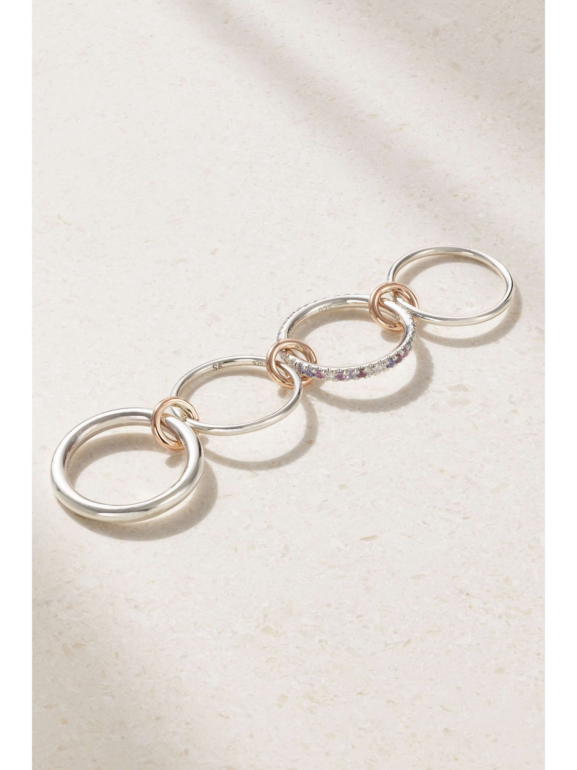 SPINELLI KILCOLLIN Nimbus Dusk set of four 18-karat yellow and rose gold multi-stone rings