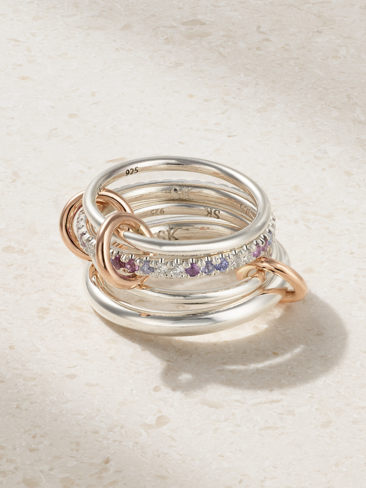 Spinelli Kilcollin - Nimbus Dawn Set Of Four Sterling Silver And 18-karat Rose Gold Multi-stone Rings - 6