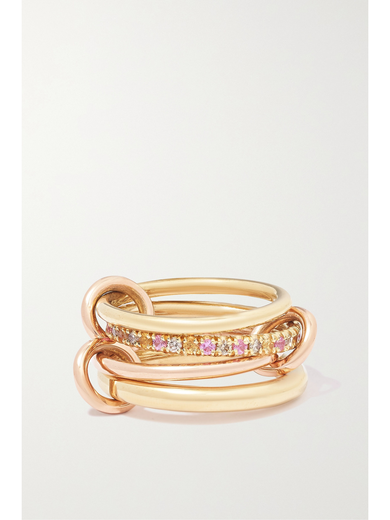 Spinelli Kilcollin Nimbus 18kt Gold And Rose Gold Linked Rings With Sapphires And Diamonds In Gold