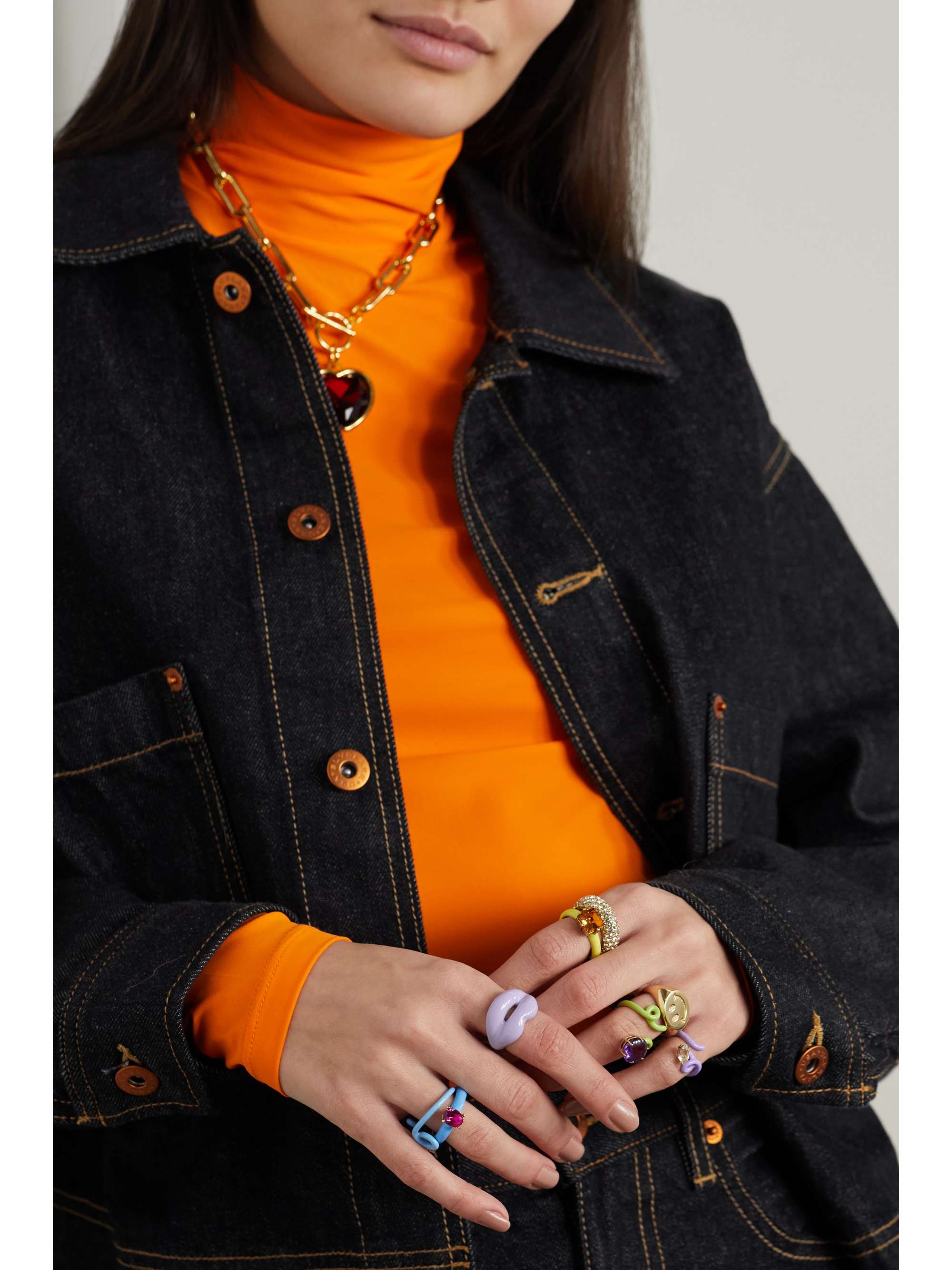 HOTLIPS BY SOLANGE Recycled sterling silver and neon enamel ring