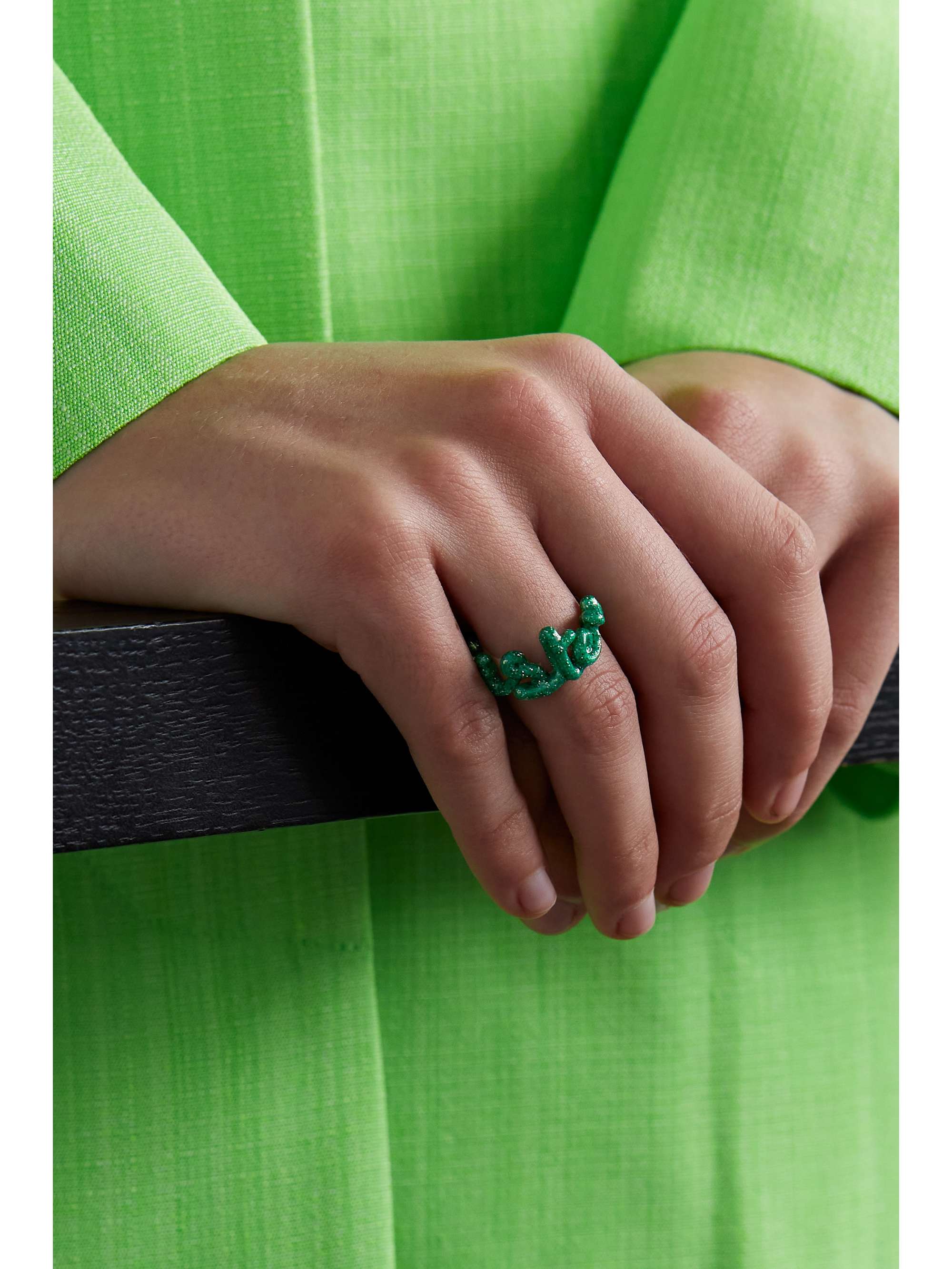 HOTLIPS BY SOLANGE Sister recycled silver and glittered enamel ring