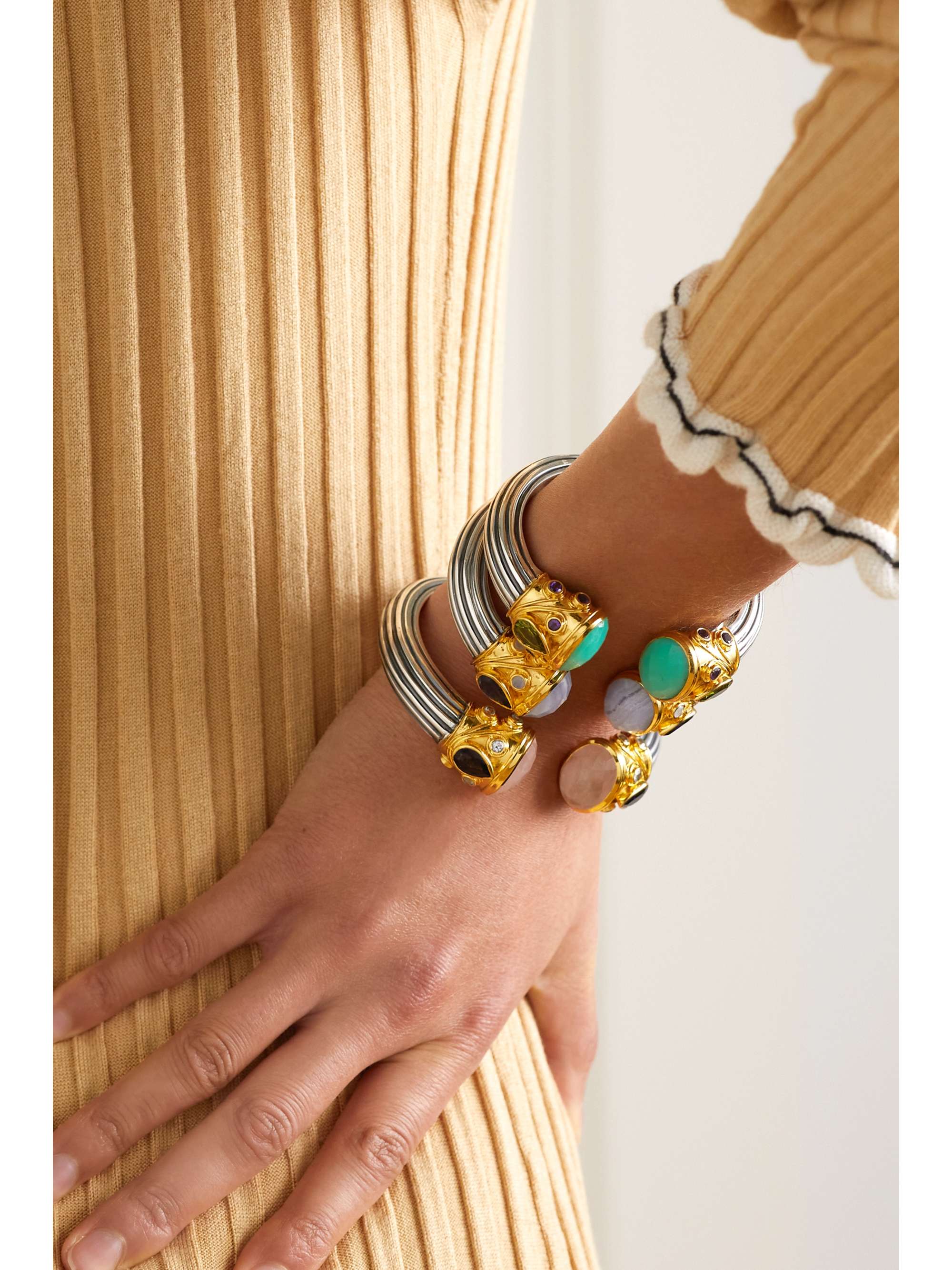 AMRAPALI LONDON Gold-plated sterling silver multi-stone cuff