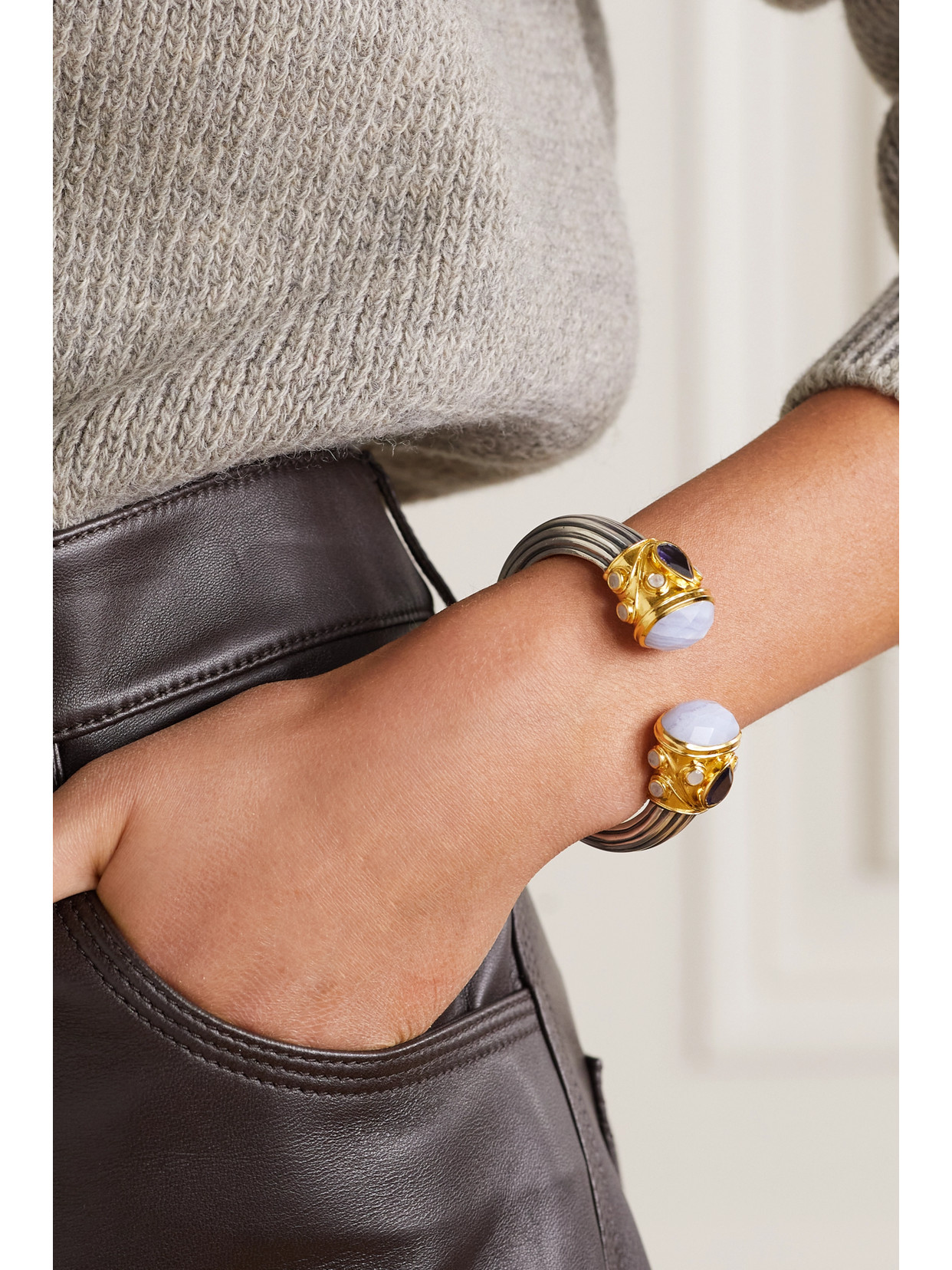 Amrapali Gold-plated Sterling Silver Multi-stone Cuff In Gold
