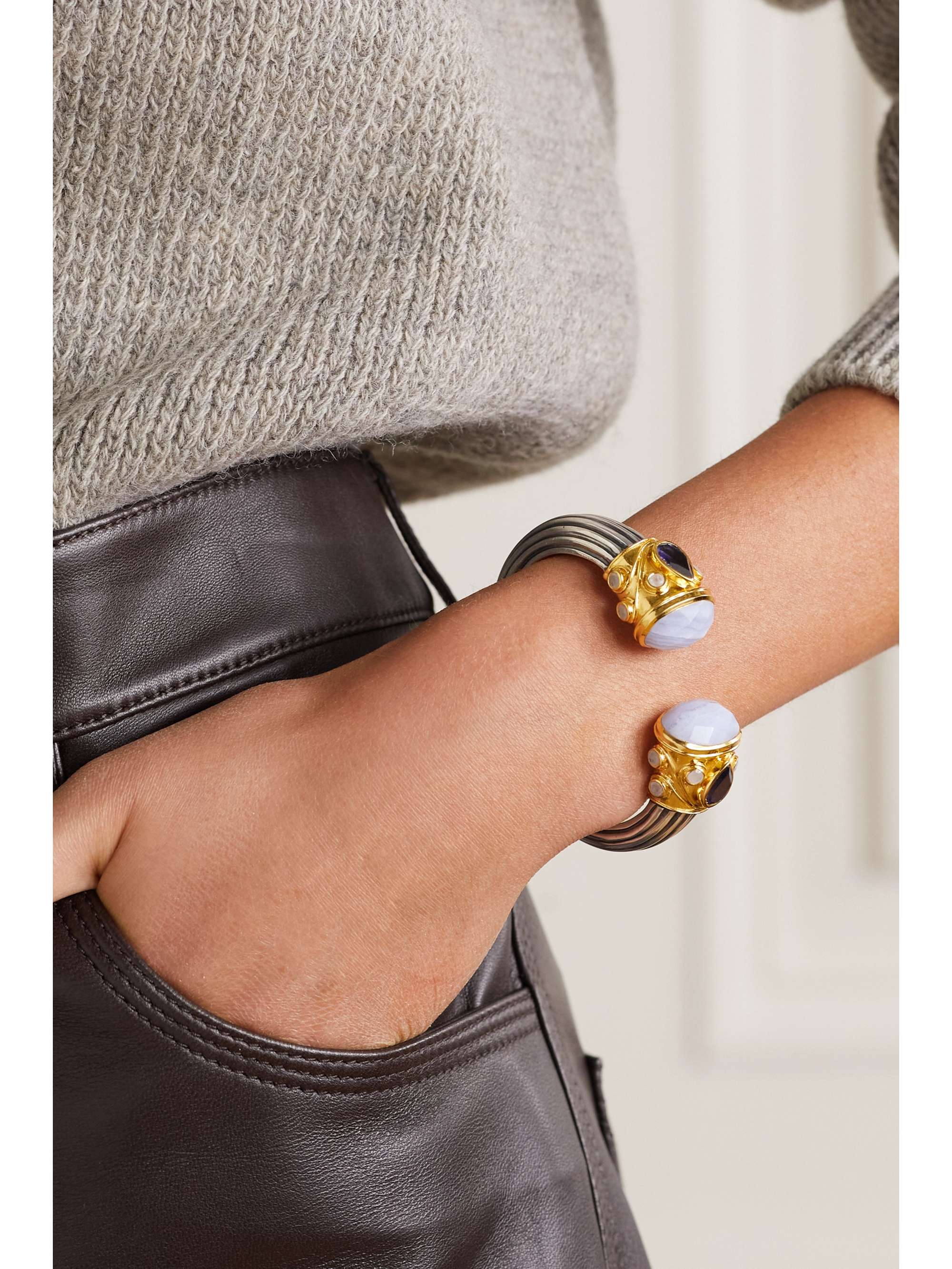 AMRAPALI LONDON Gold-plated sterling silver multi-stone cuff