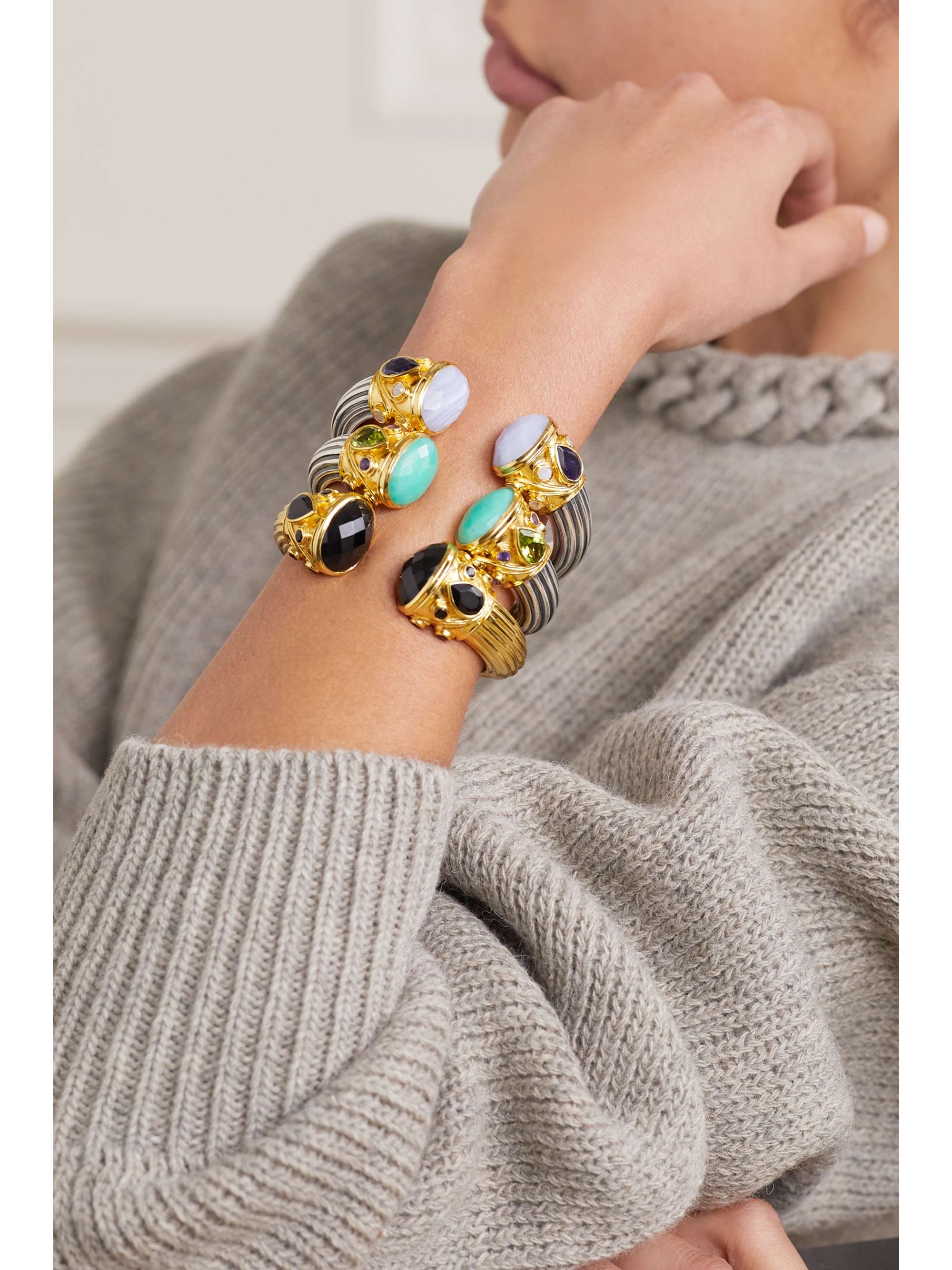 AMRAPALI LONDON Gold-plated sterling silver multi-stone cuff