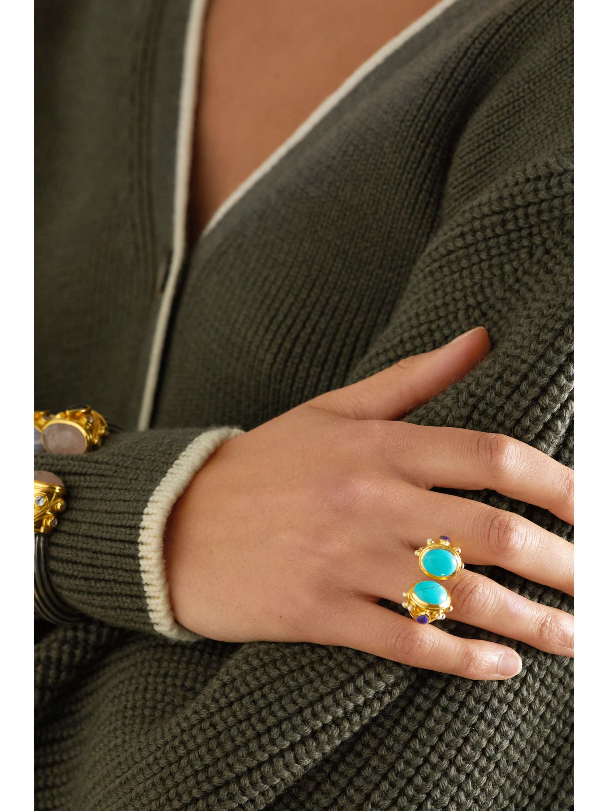 AMRAPALI LONDON Gold-plated sterling silver, amethyst and quartz ring